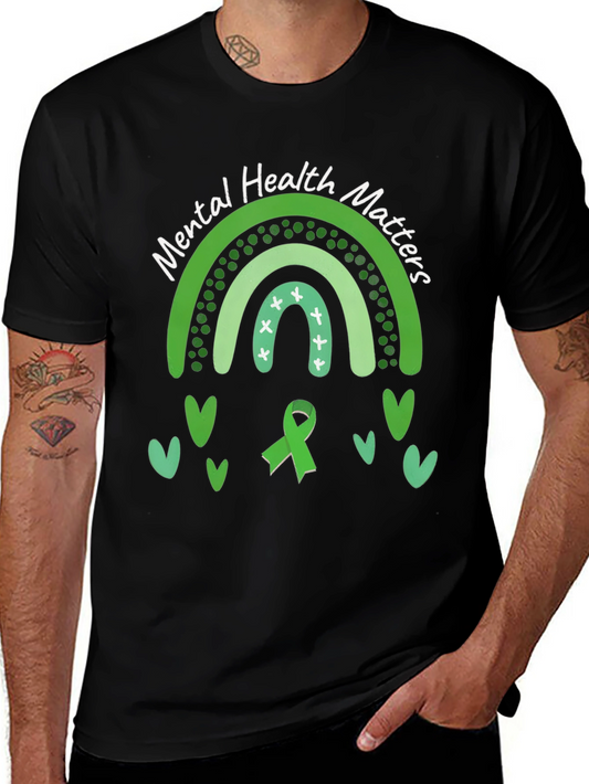 Mental Health Matters Green Rainbow T-Shirt