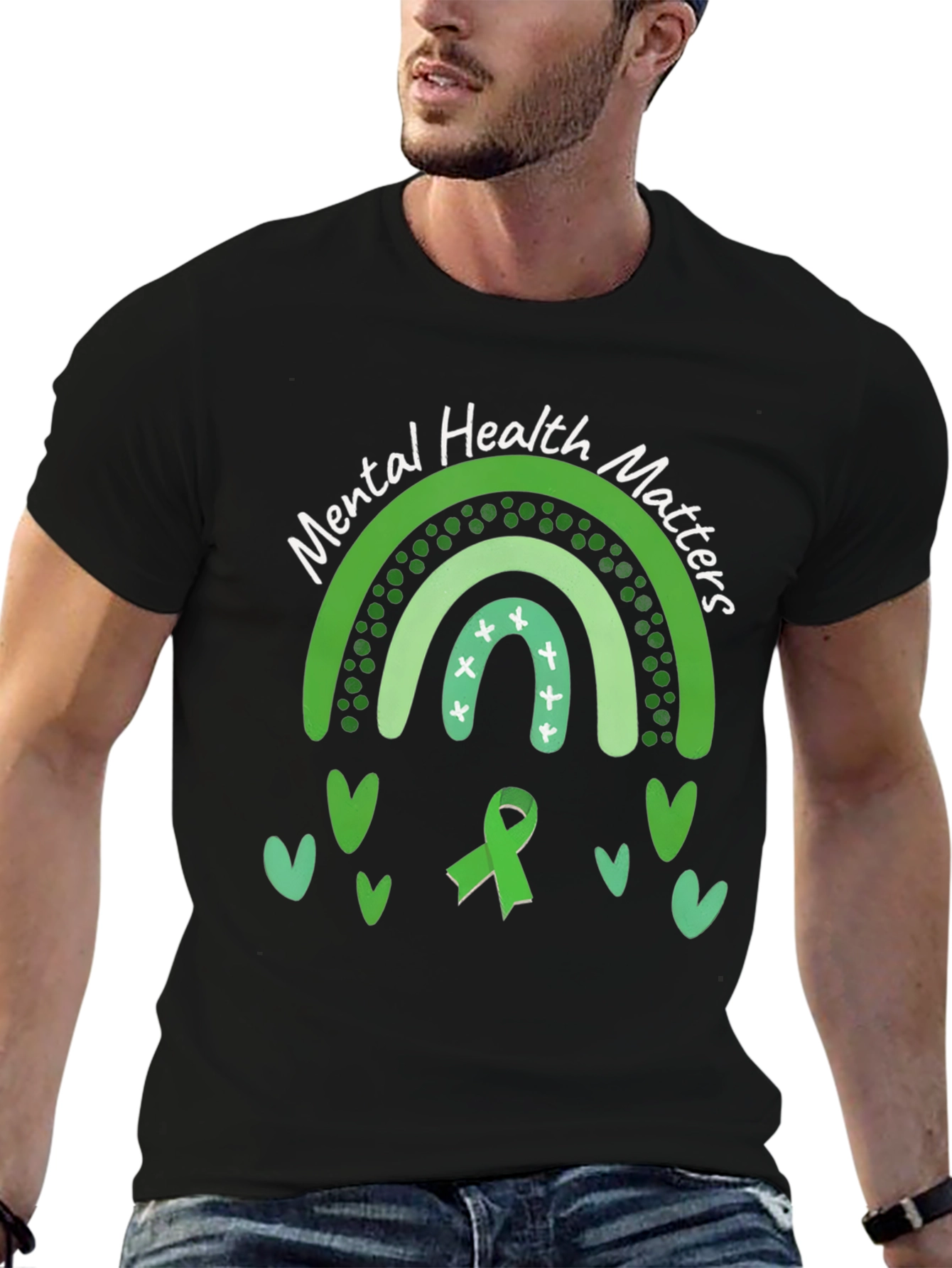 Mental Health Matters Green Rainbow T-Shirt