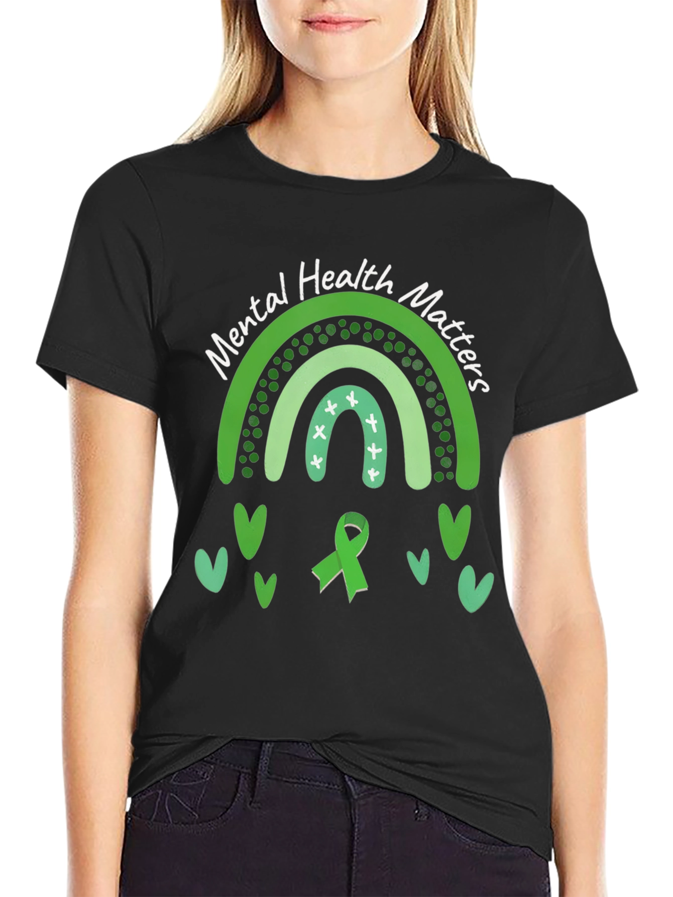 Mental Health Matters Green Rainbow T-Shirt