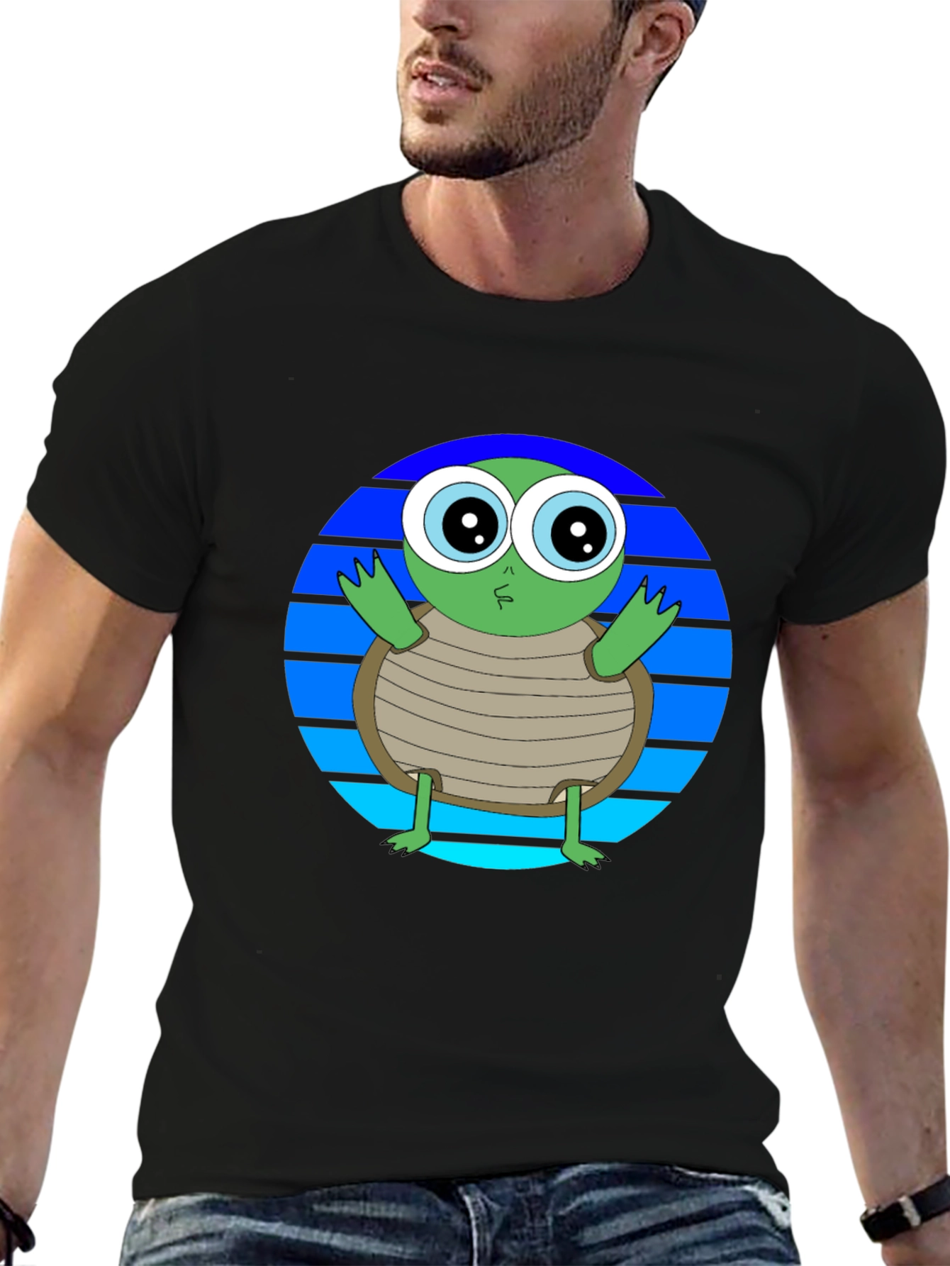 Cartoon Turtle Graphic Tee - Soft Cotton Blend