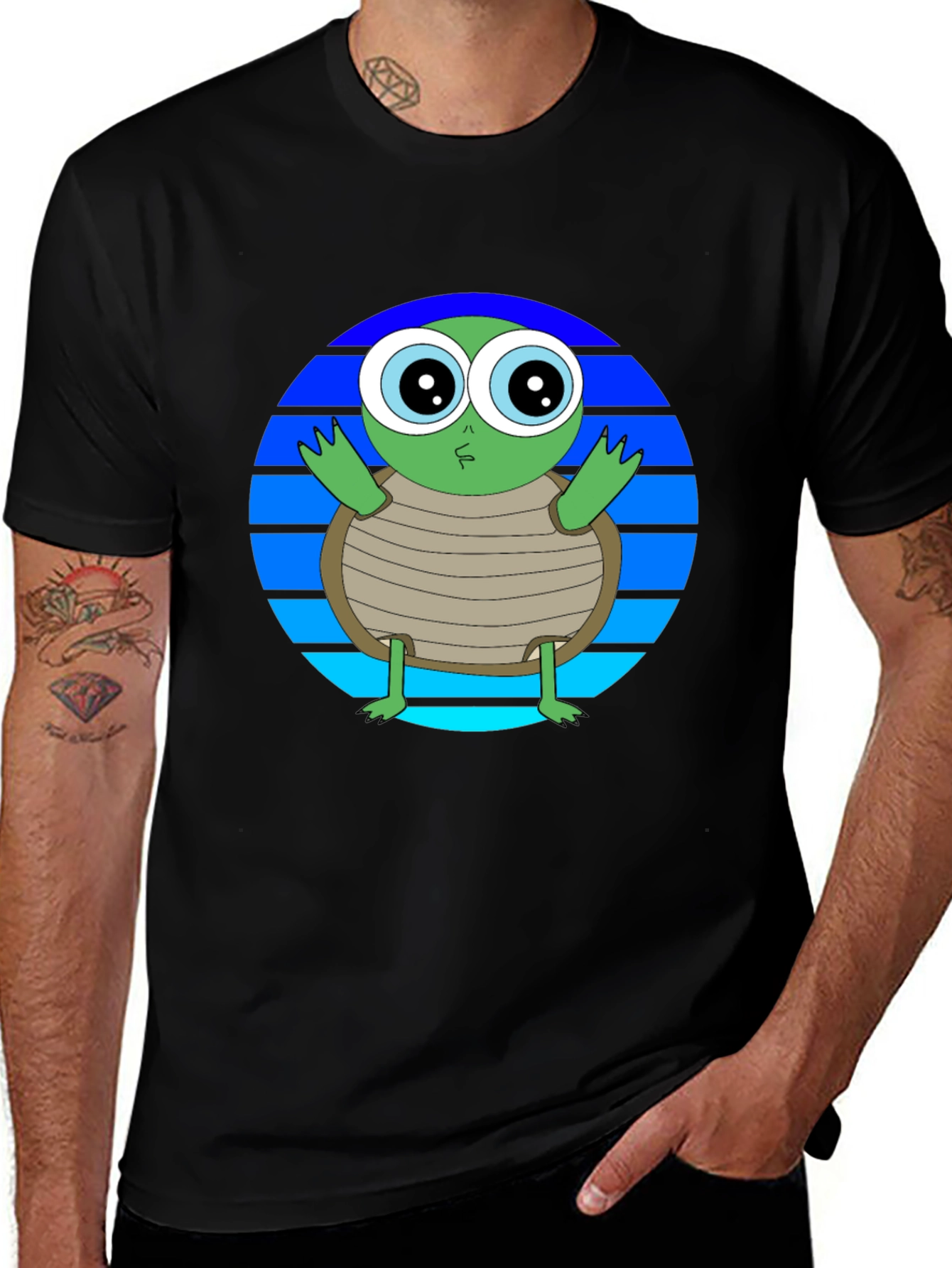 Cartoon Turtle Graphic Tee - Soft Cotton Blend
