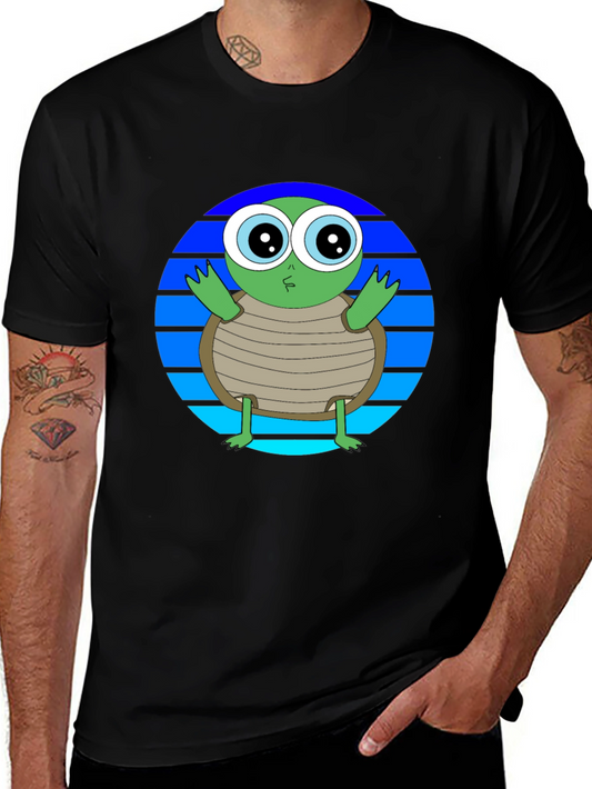 Cartoon Turtle Graphic Tee - Soft Cotton Blend