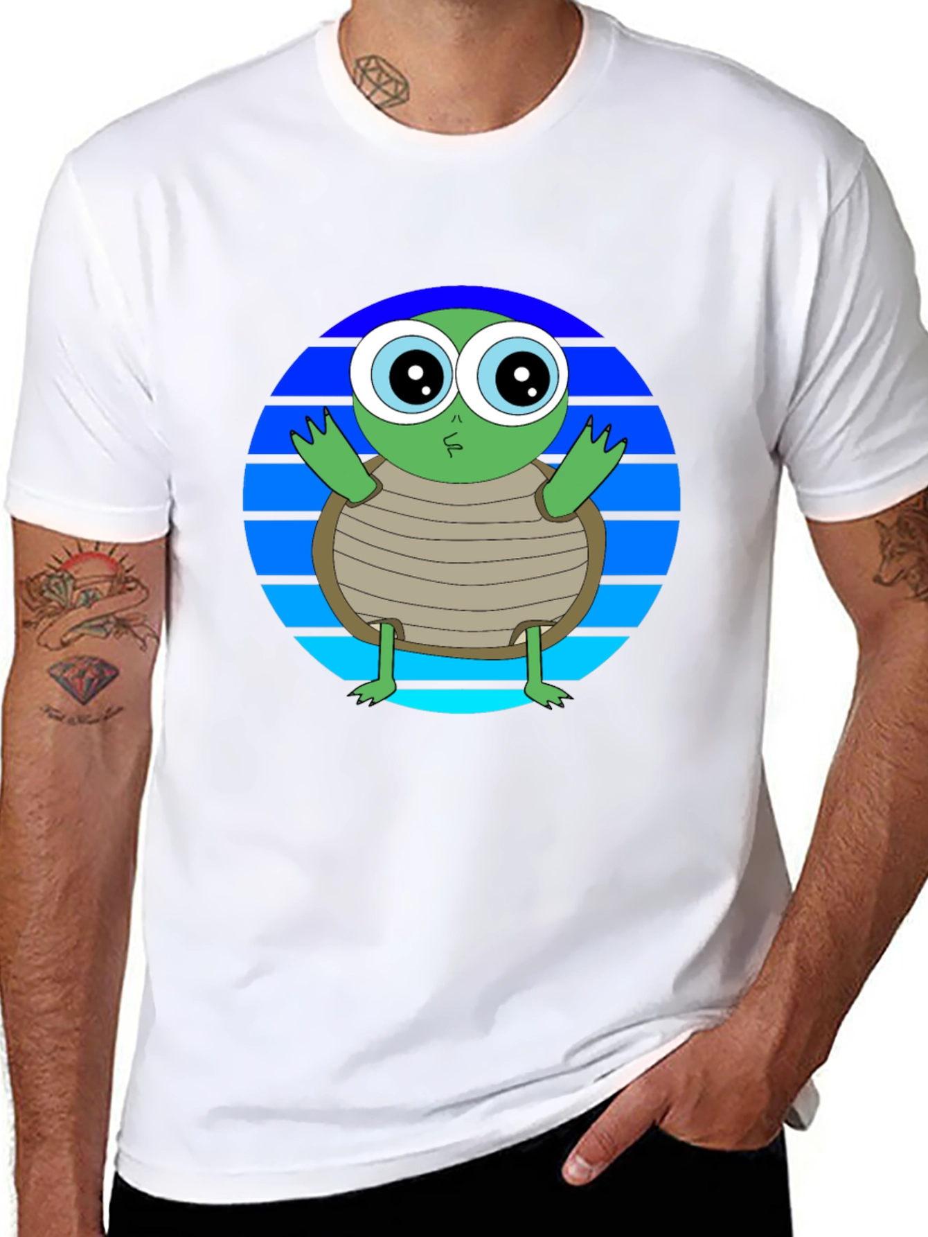 Cartoon Turtle Graphic Tee - Soft Cotton Blend