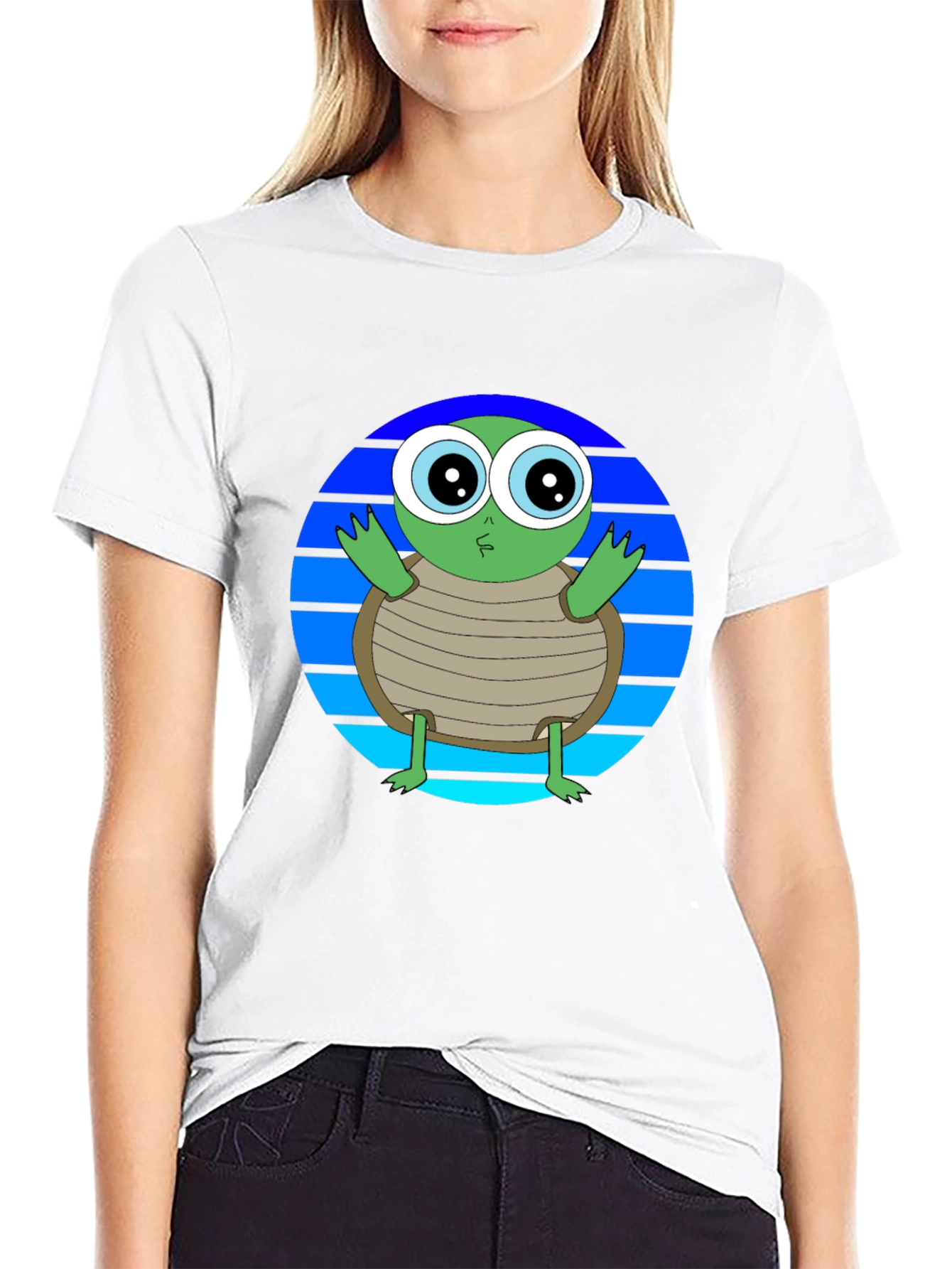 Cartoon Turtle Graphic Tee - Soft Cotton Blend