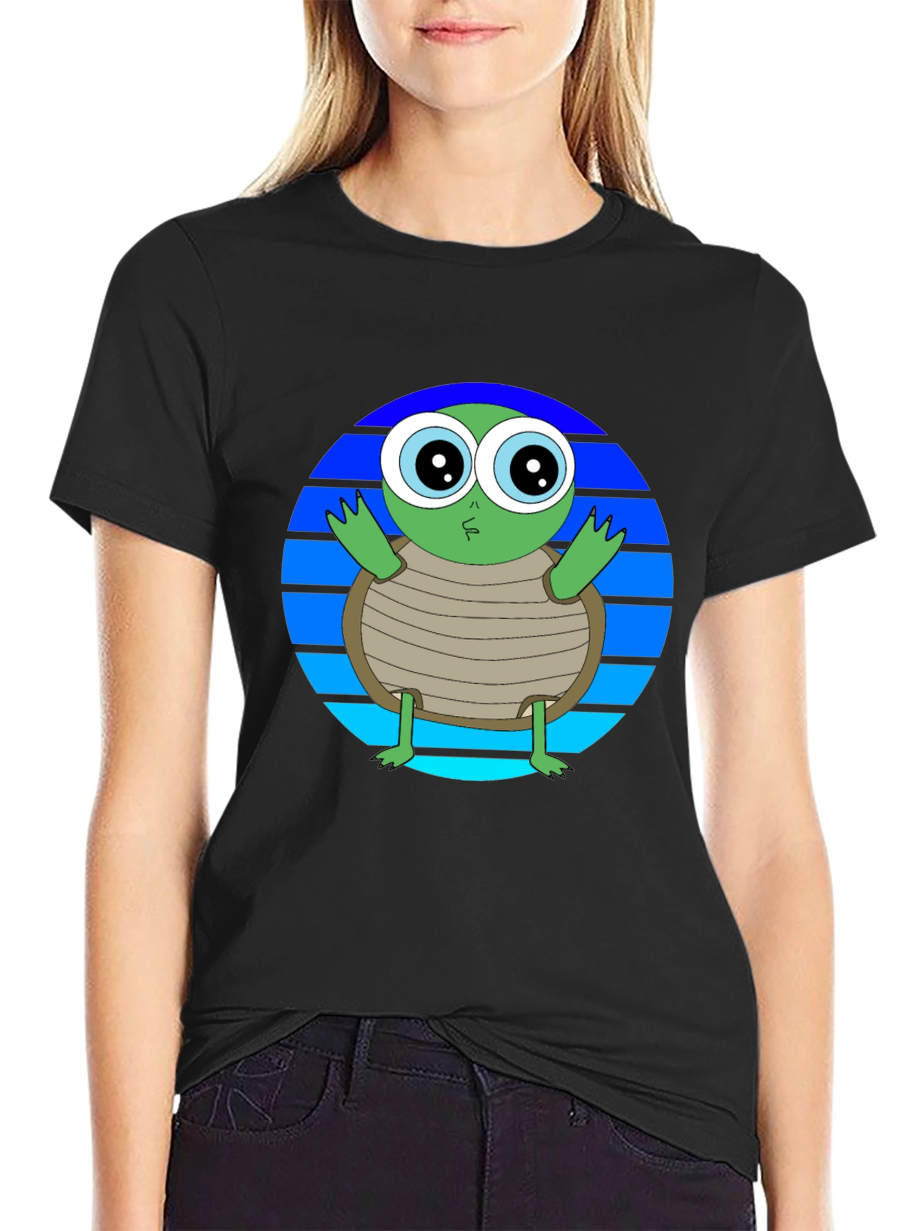 Cartoon Turtle Graphic Tee - Soft Cotton Blend