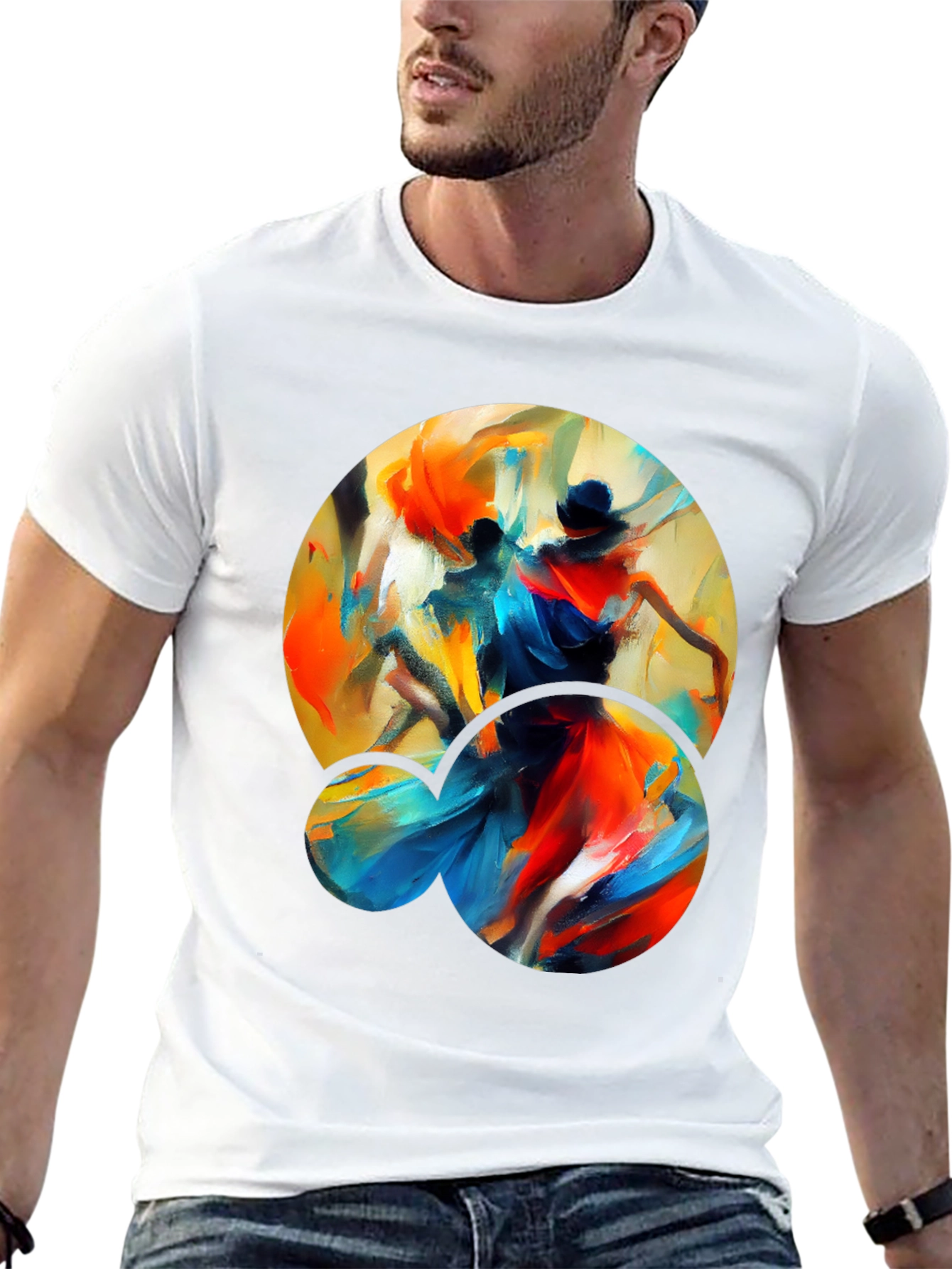 Abstract Dance Graphic Tee - Stylish Black T-Shirt