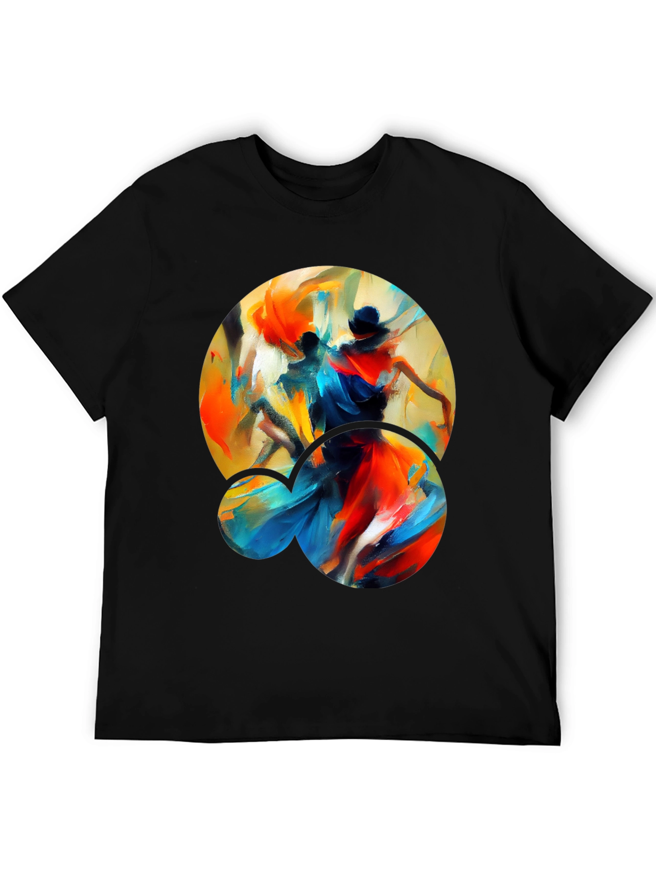 Abstract Dance Graphic Tee - Stylish Black T-Shirt