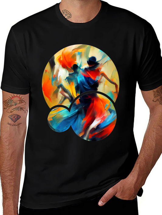 Abstract Dance Graphic Tee - Stylish Black T-Shirt
