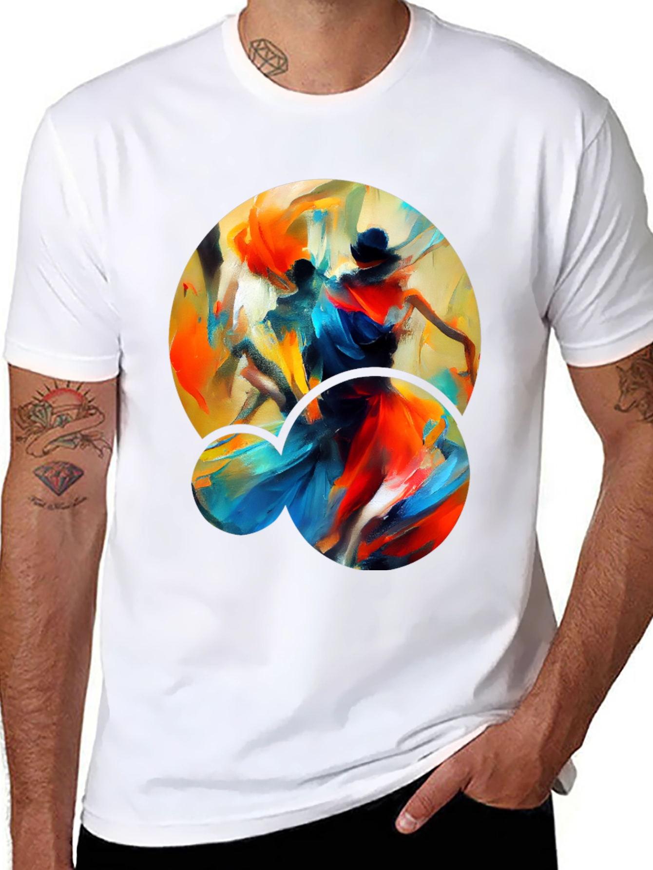 Abstract Dance Graphic Tee - Stylish Black T-Shirt