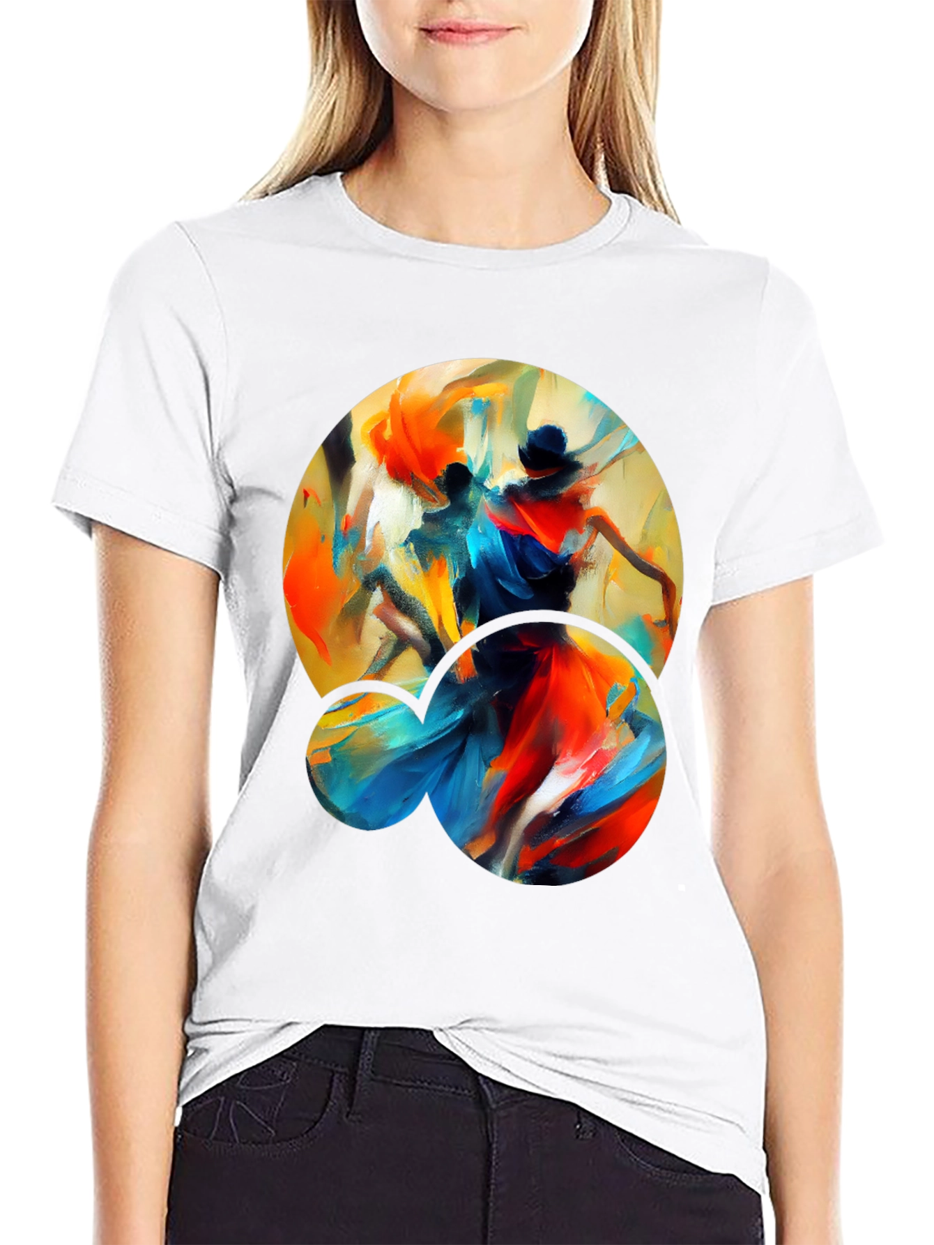 Abstract Dance Graphic Tee - Stylish Black T-Shirt