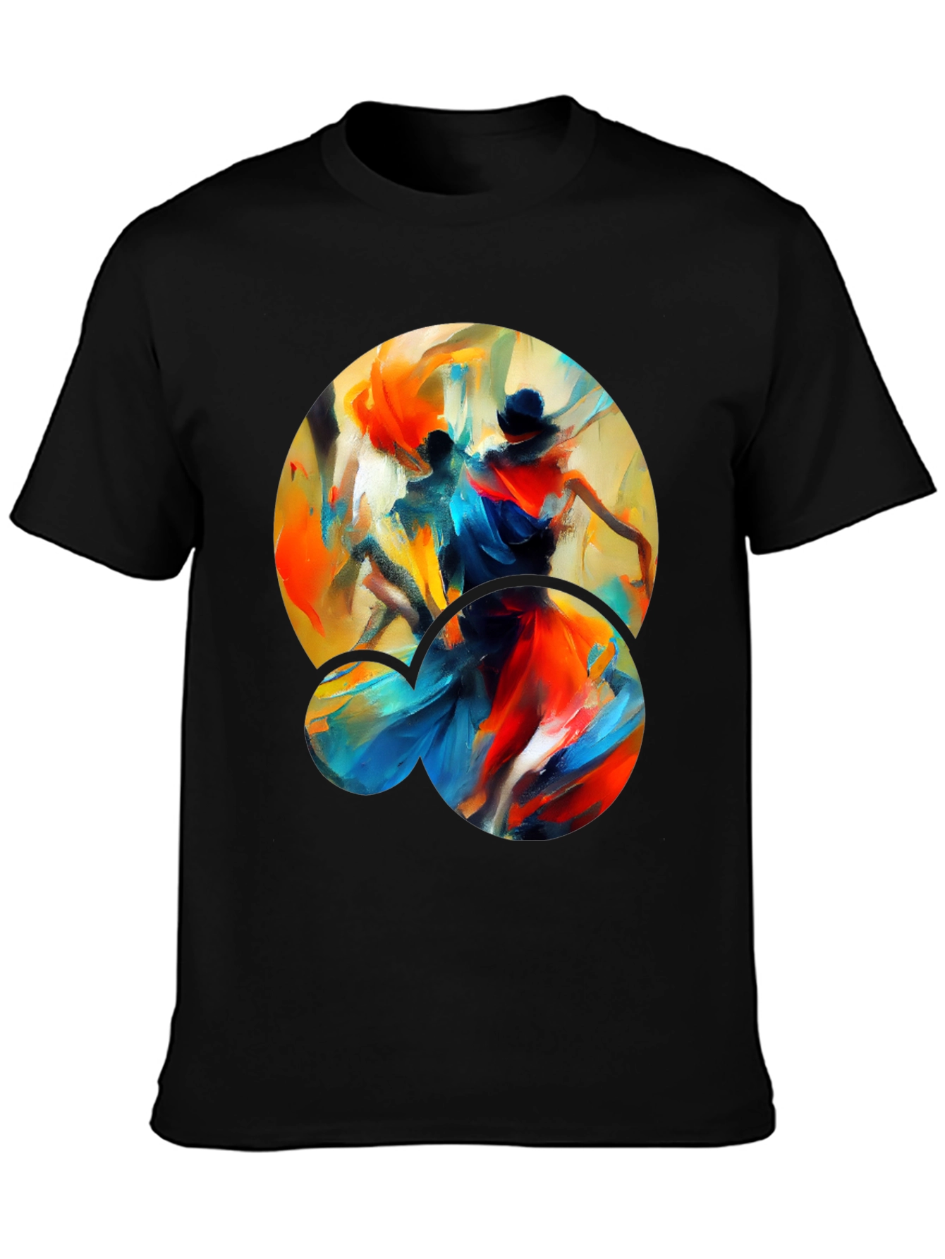 Abstract Dance Graphic Tee - Stylish Black T-Shirt
