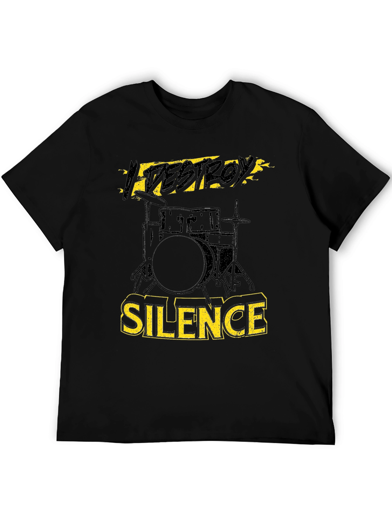 Destroy Silence Drummer T-Shirt Black Cotton