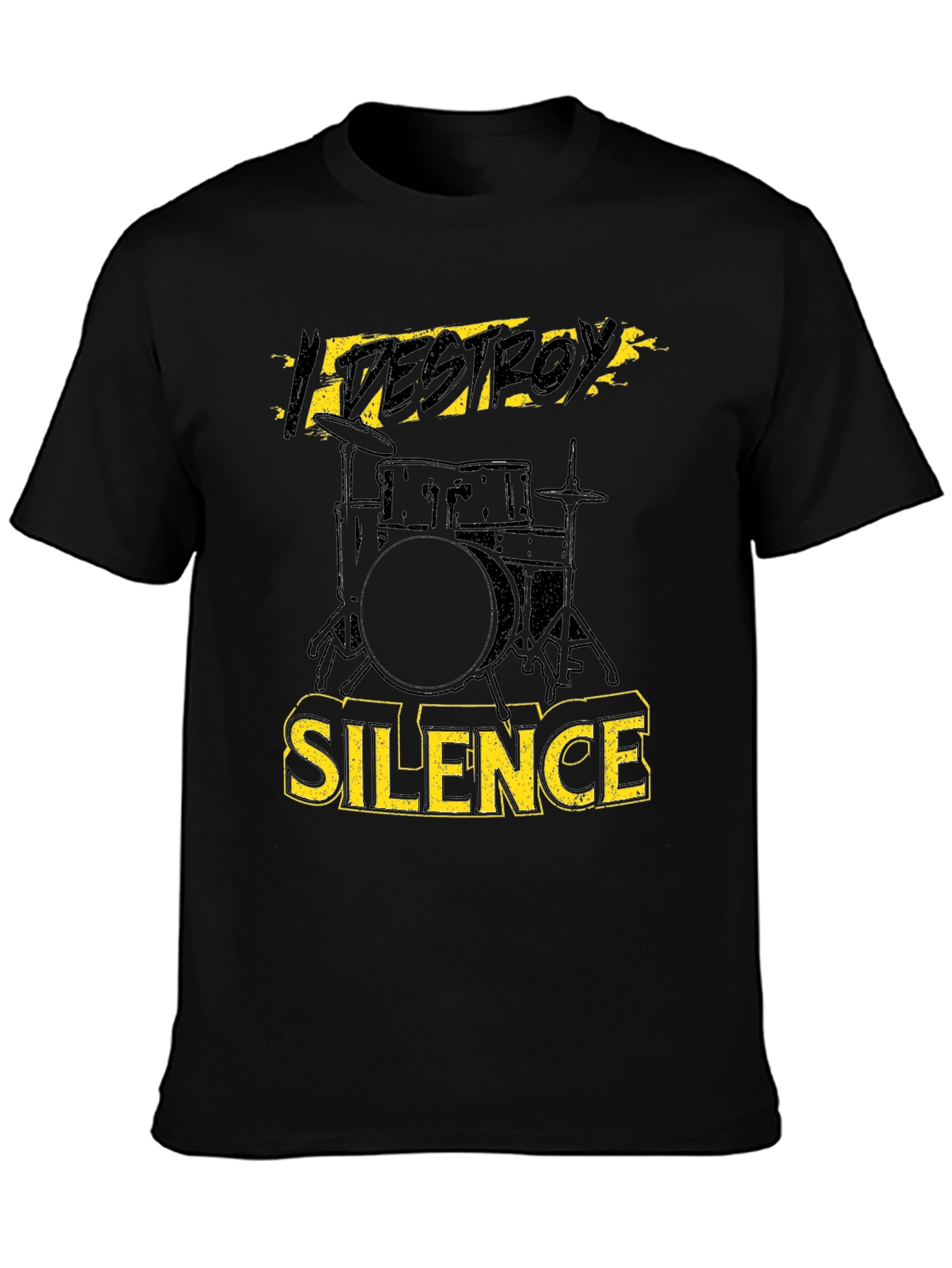 Destroy Silence Drummer T-Shirt Black Cotton