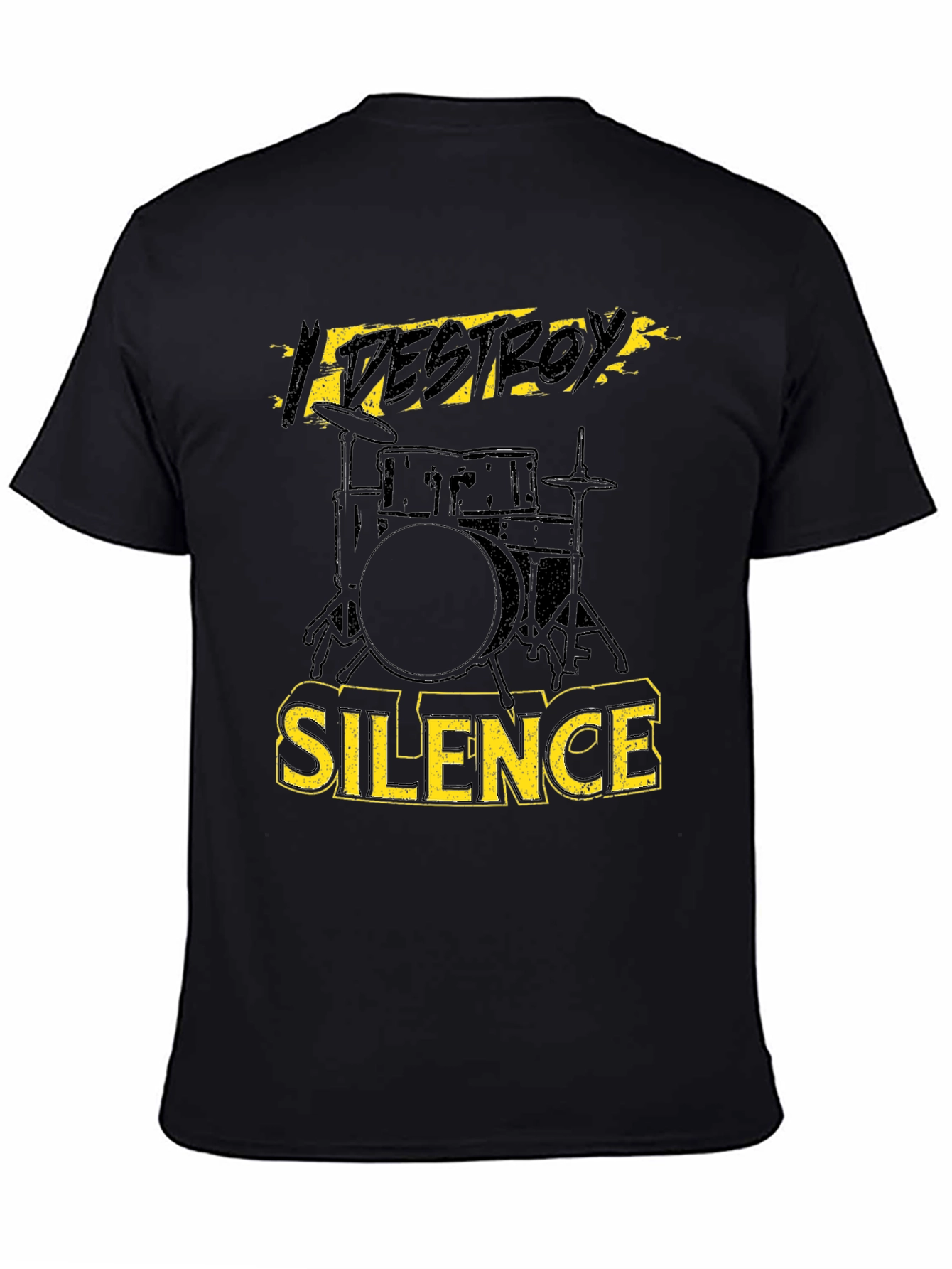 Destroy Silence Drummer T-Shirt Black Cotton