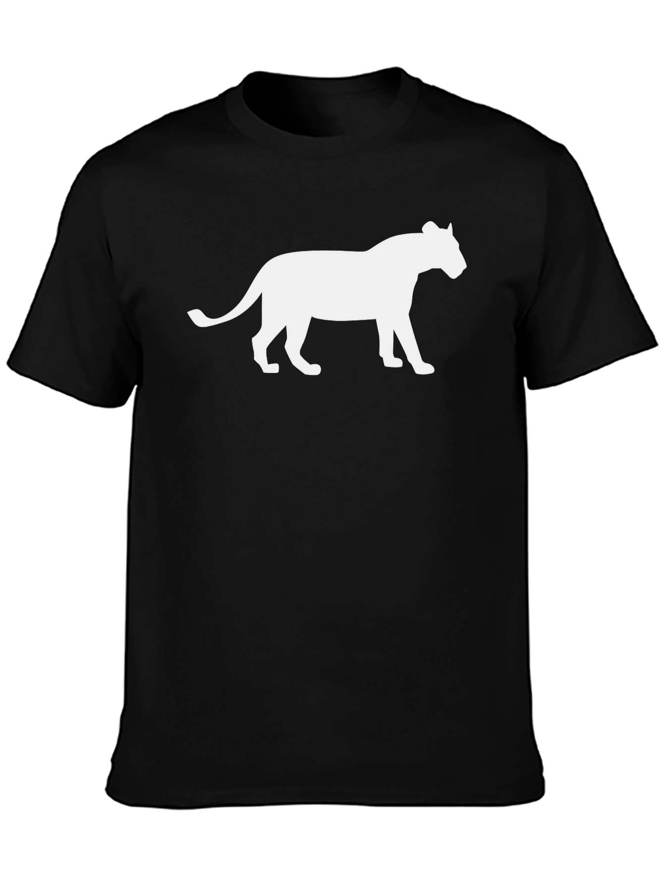 Black T-Shirt with White Panther Graphic