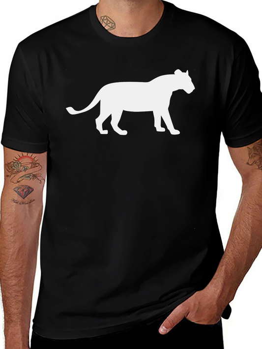 Black T-Shirt with White Panther Graphic