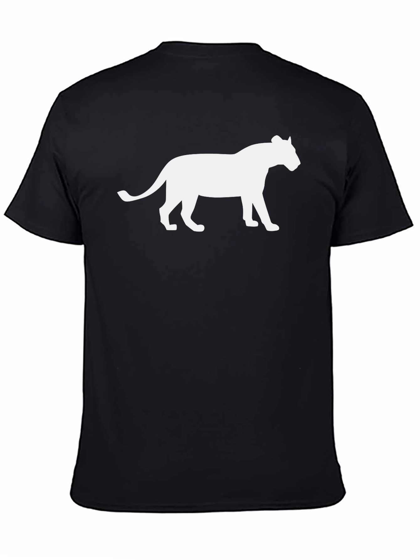 Black T-Shirt with White Panther Graphic