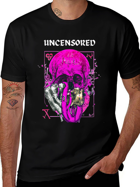Uncensored Skull Graphic Tee - Edgy Style