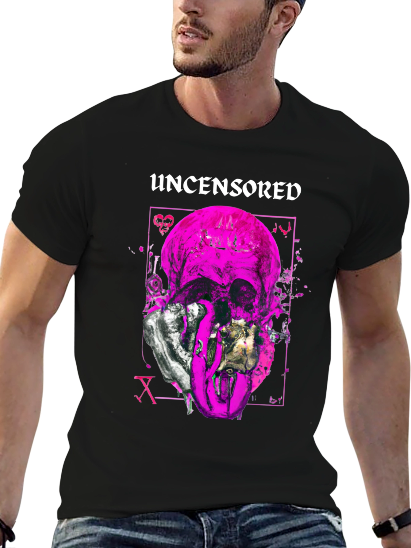 Uncensored Skull Graphic Tee - Edgy Style