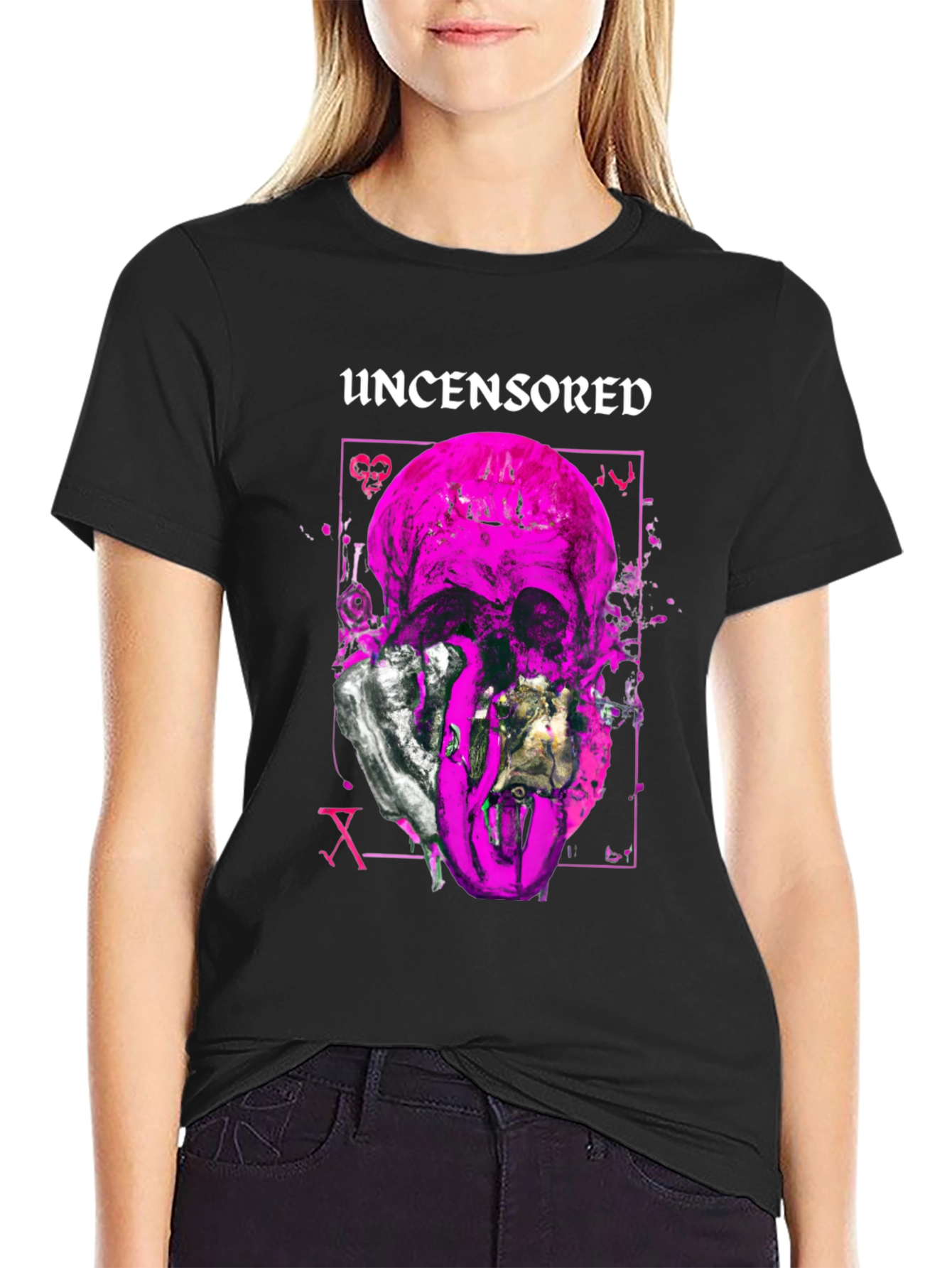 Uncensored Skull Graphic Tee - Edgy Style