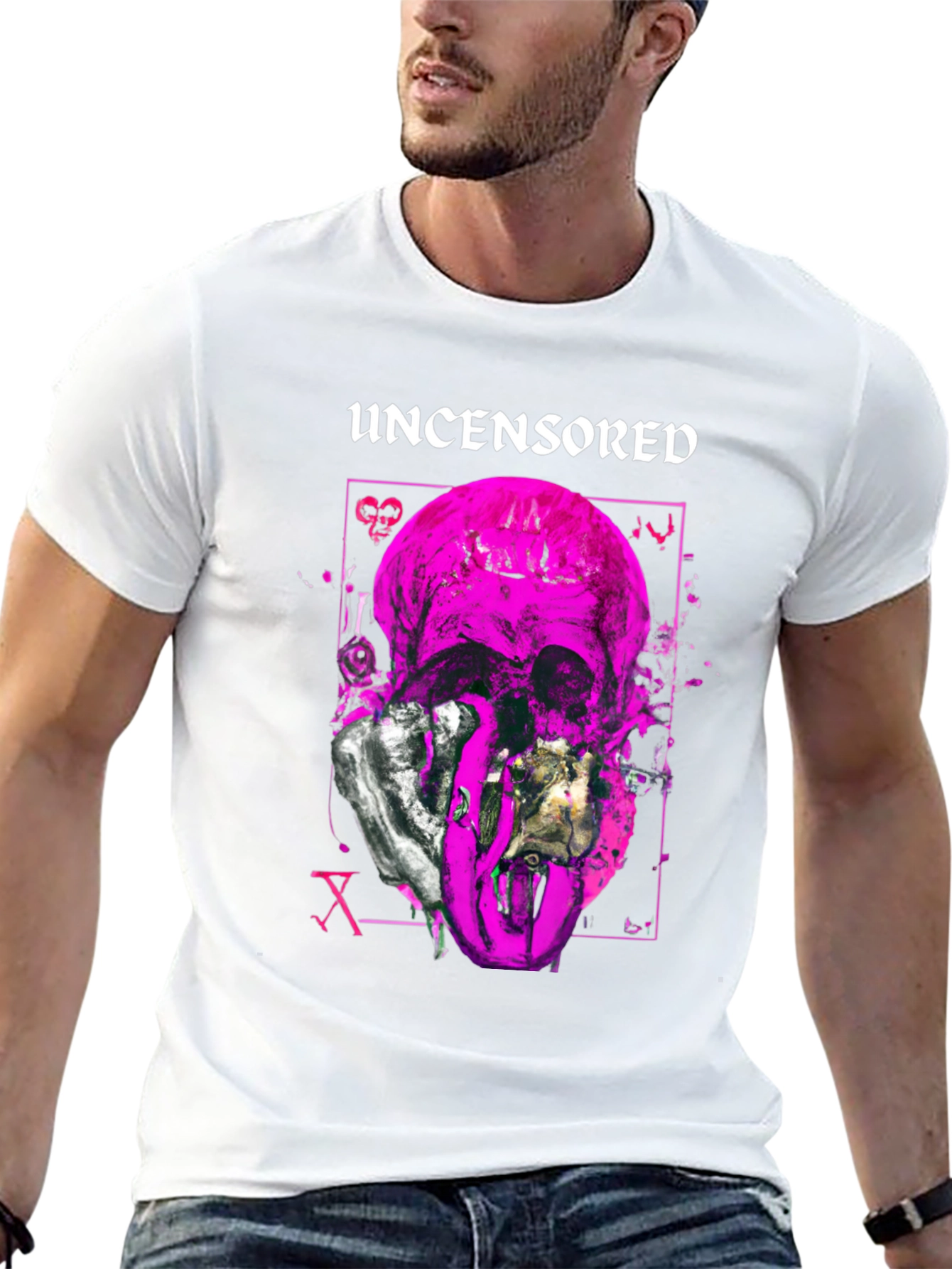 Uncensored Skull Graphic Tee - Edgy Style