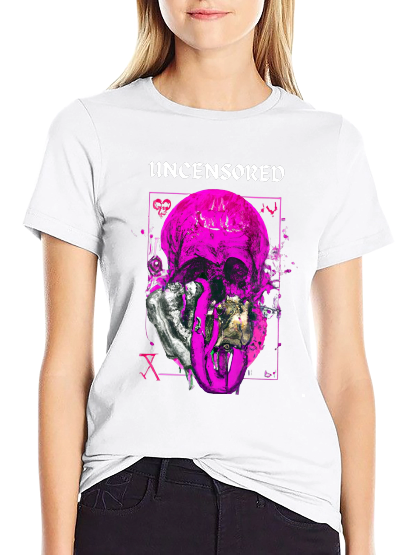 Uncensored Skull Graphic Tee - Edgy Style