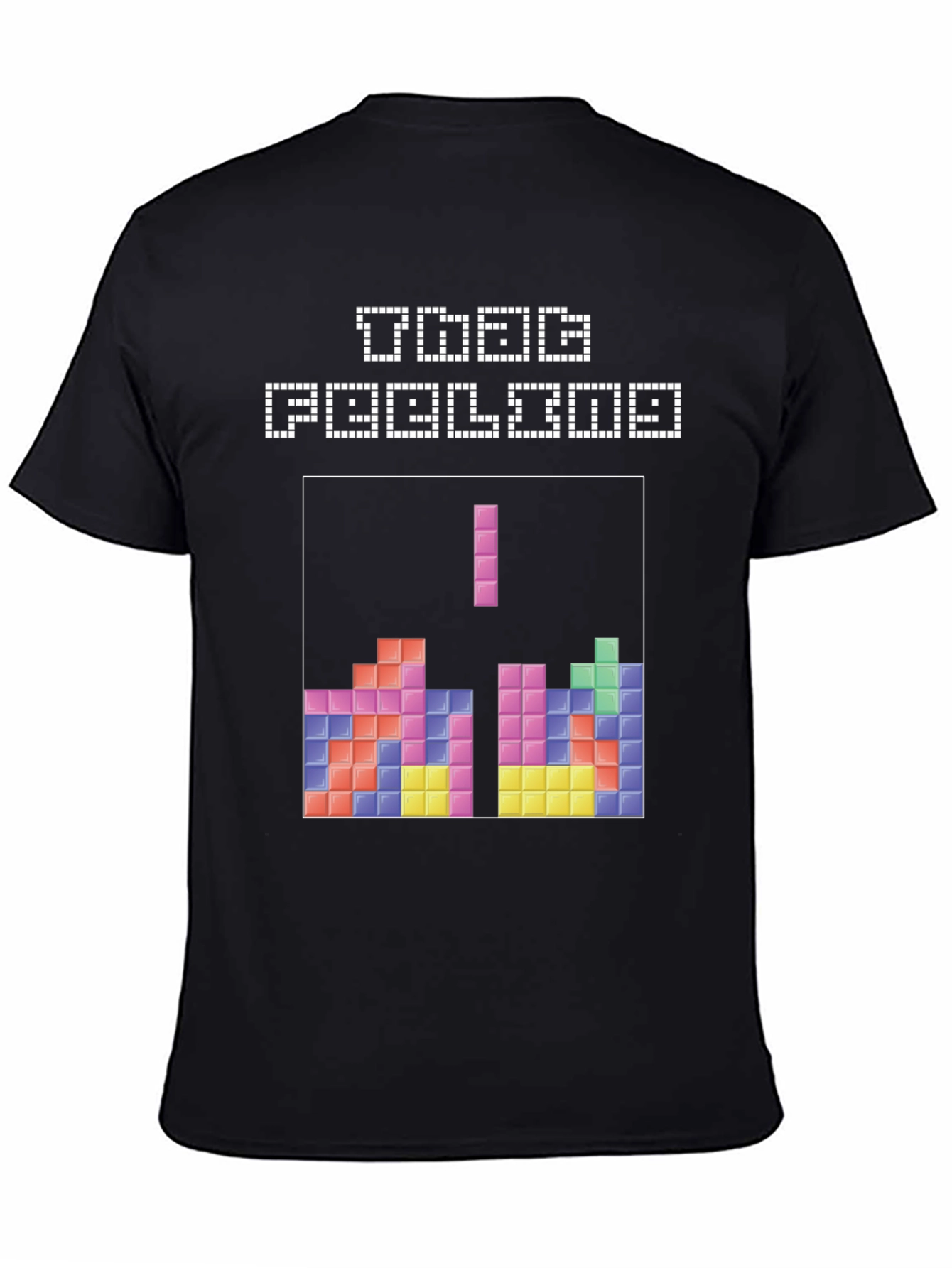 Retro Tetris Game Over Black T-Shirt