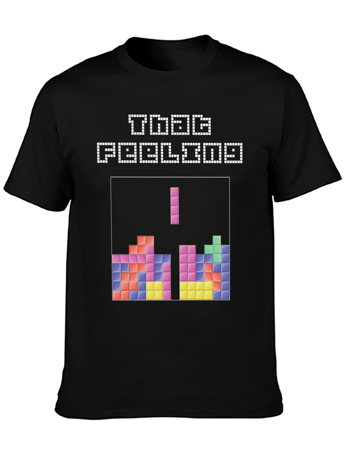 Retro Tetris Game Over Black T-Shirt