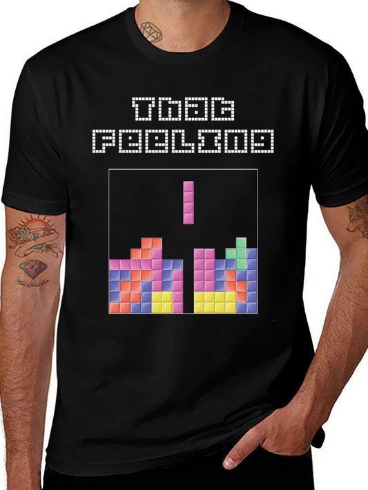 Retro Tetris Game Over Black T-Shirt