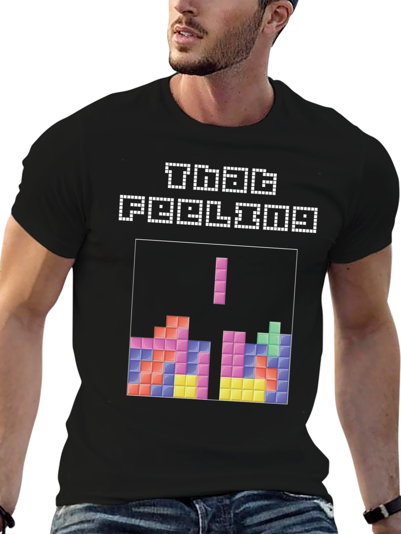 Retro Tetris Game Over Black T-Shirt