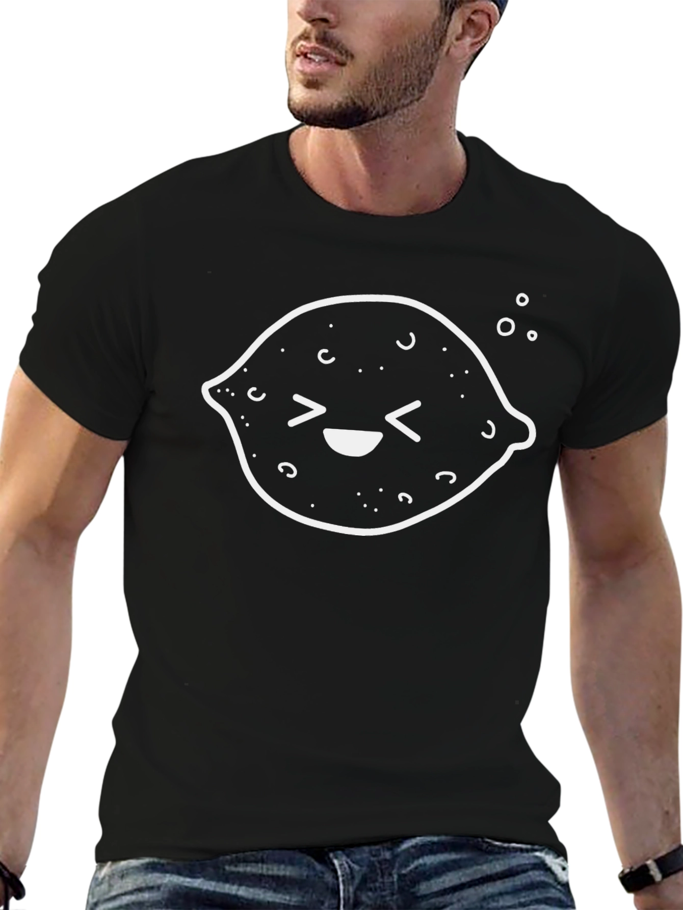 Cute Lemon Graphic T-Shirt - Black