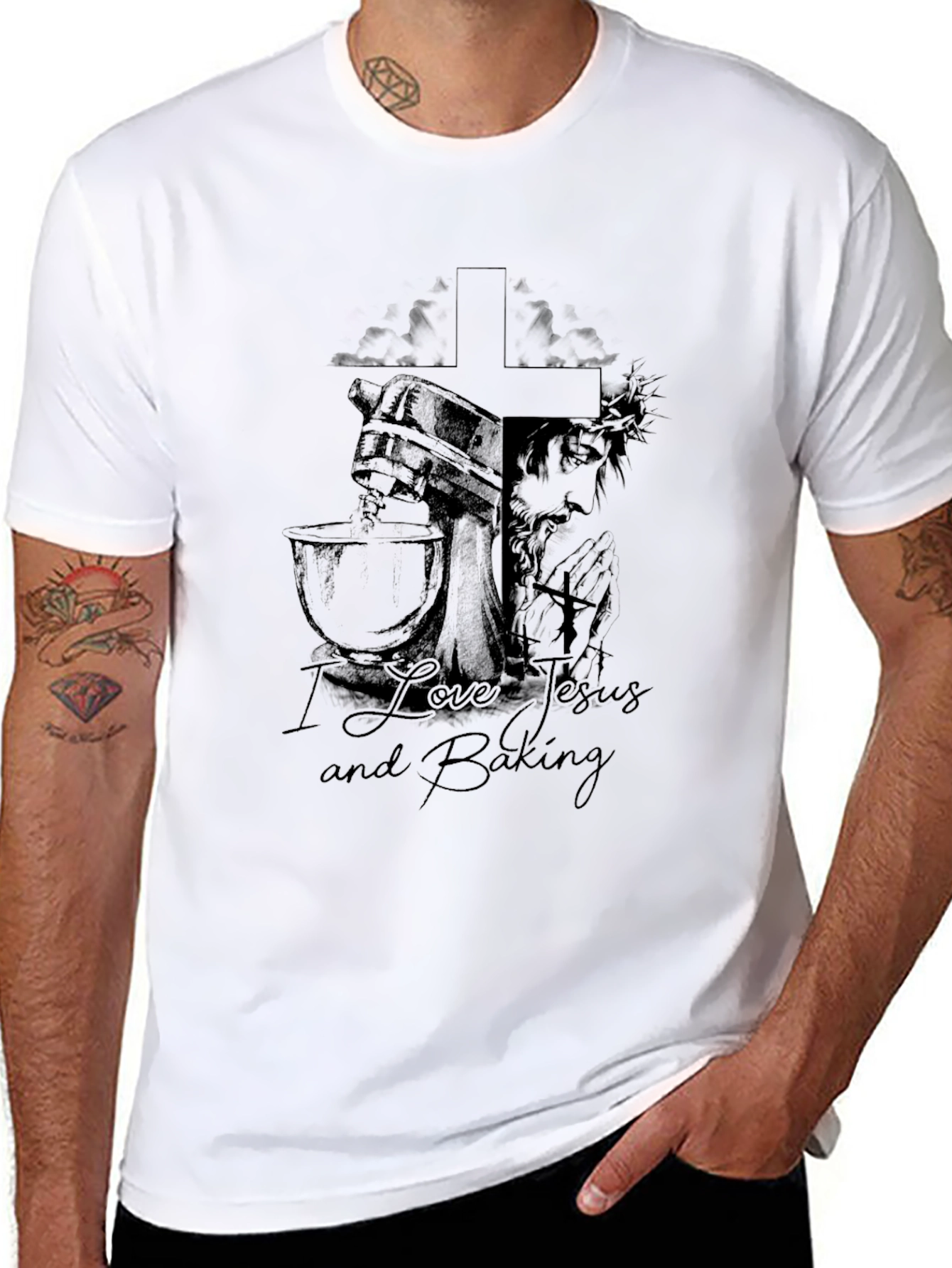 I Love Jesus and Baking Black T-Shirt