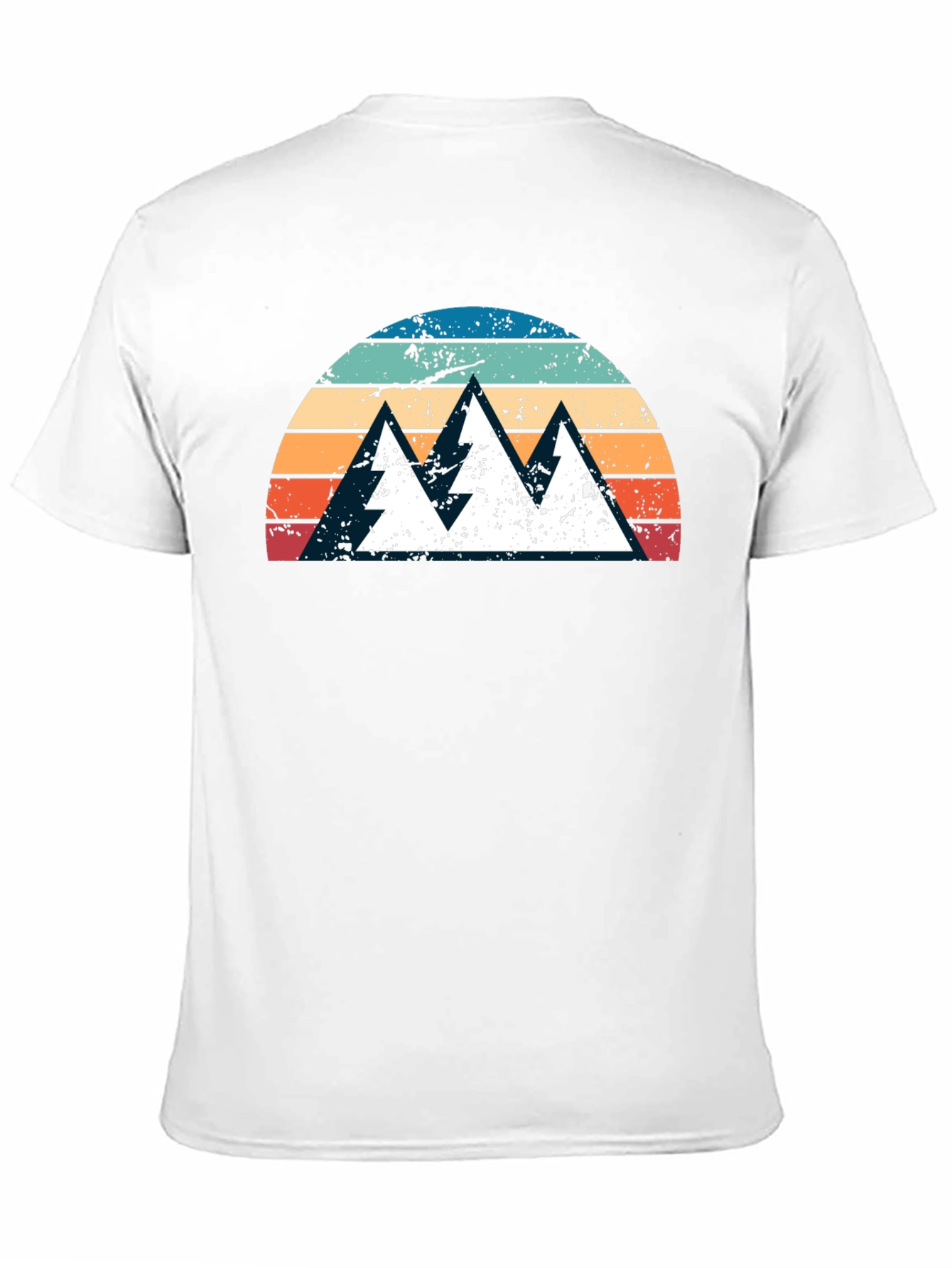 Retro Mountain Sunset Graphic Tee - Black Cotton Shirt