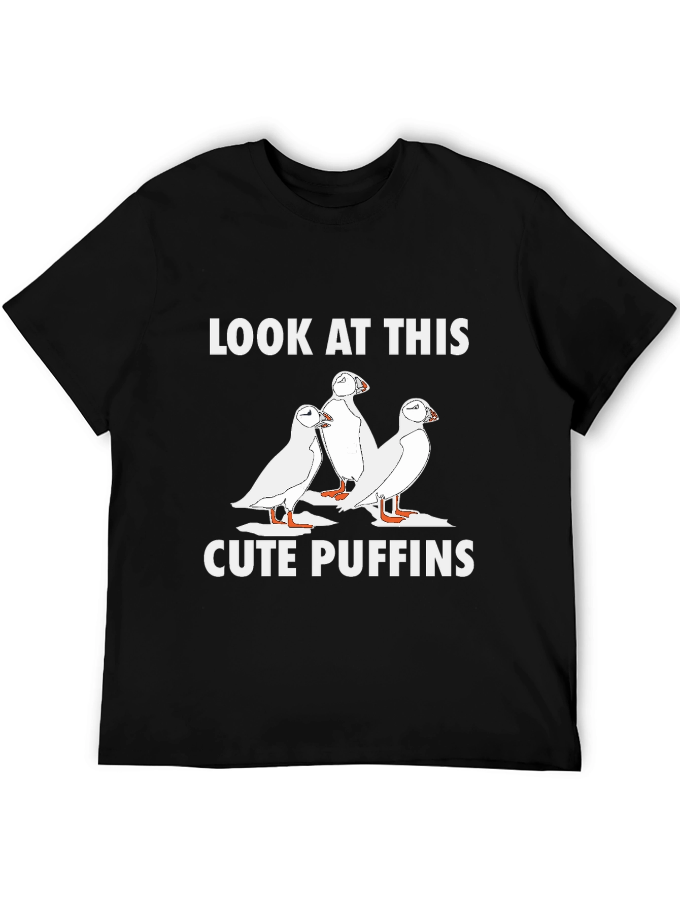 Cute Puffins Graphic T-Shirt - Black