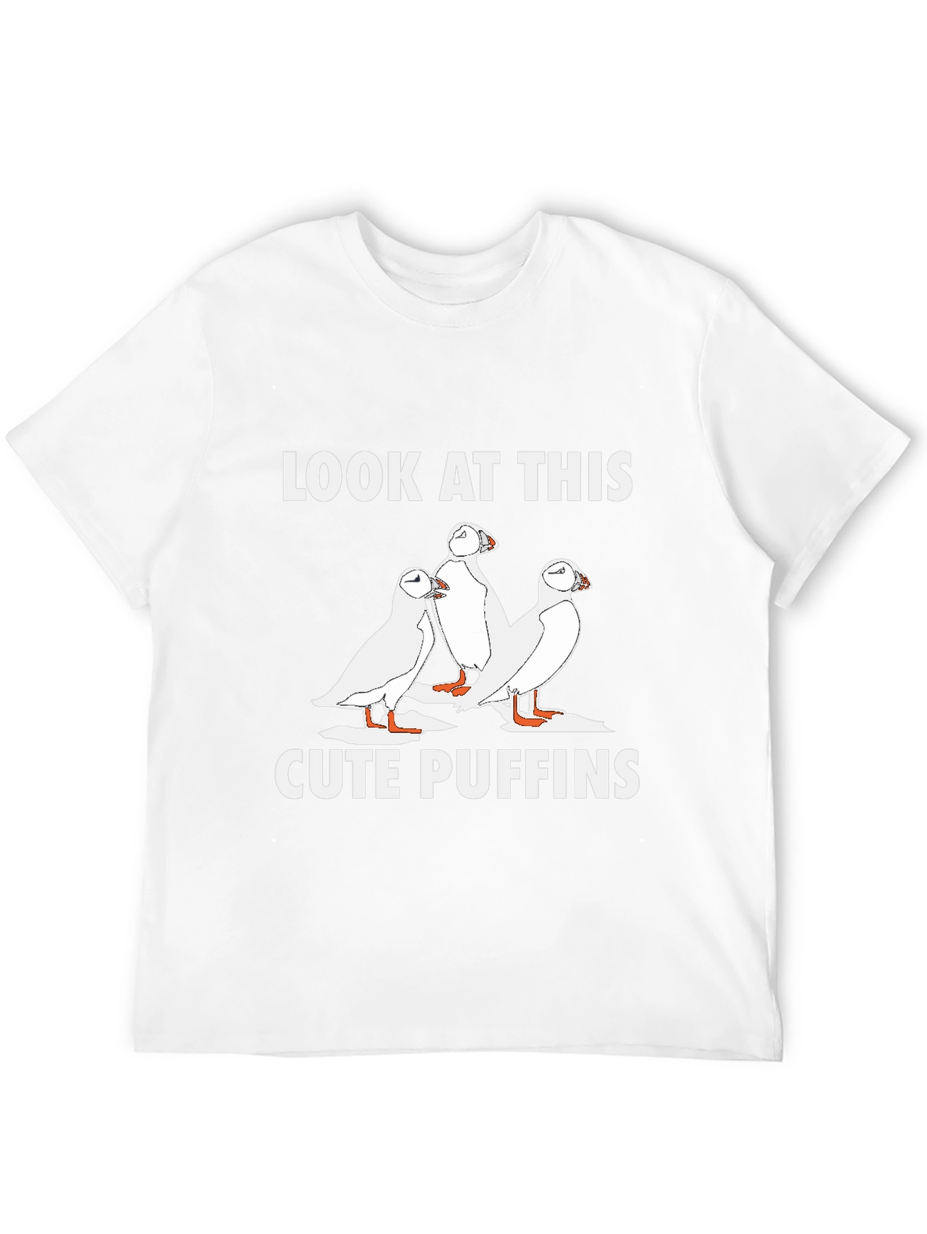 Cute Puffins Graphic T-Shirt - Black