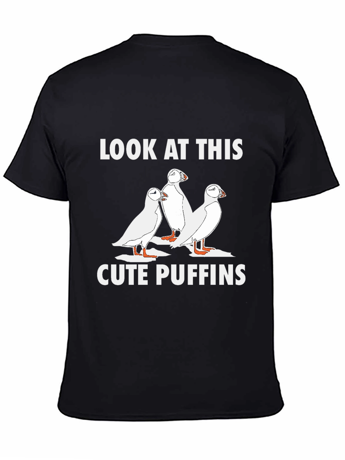 Cute Puffins Graphic T-Shirt - Black