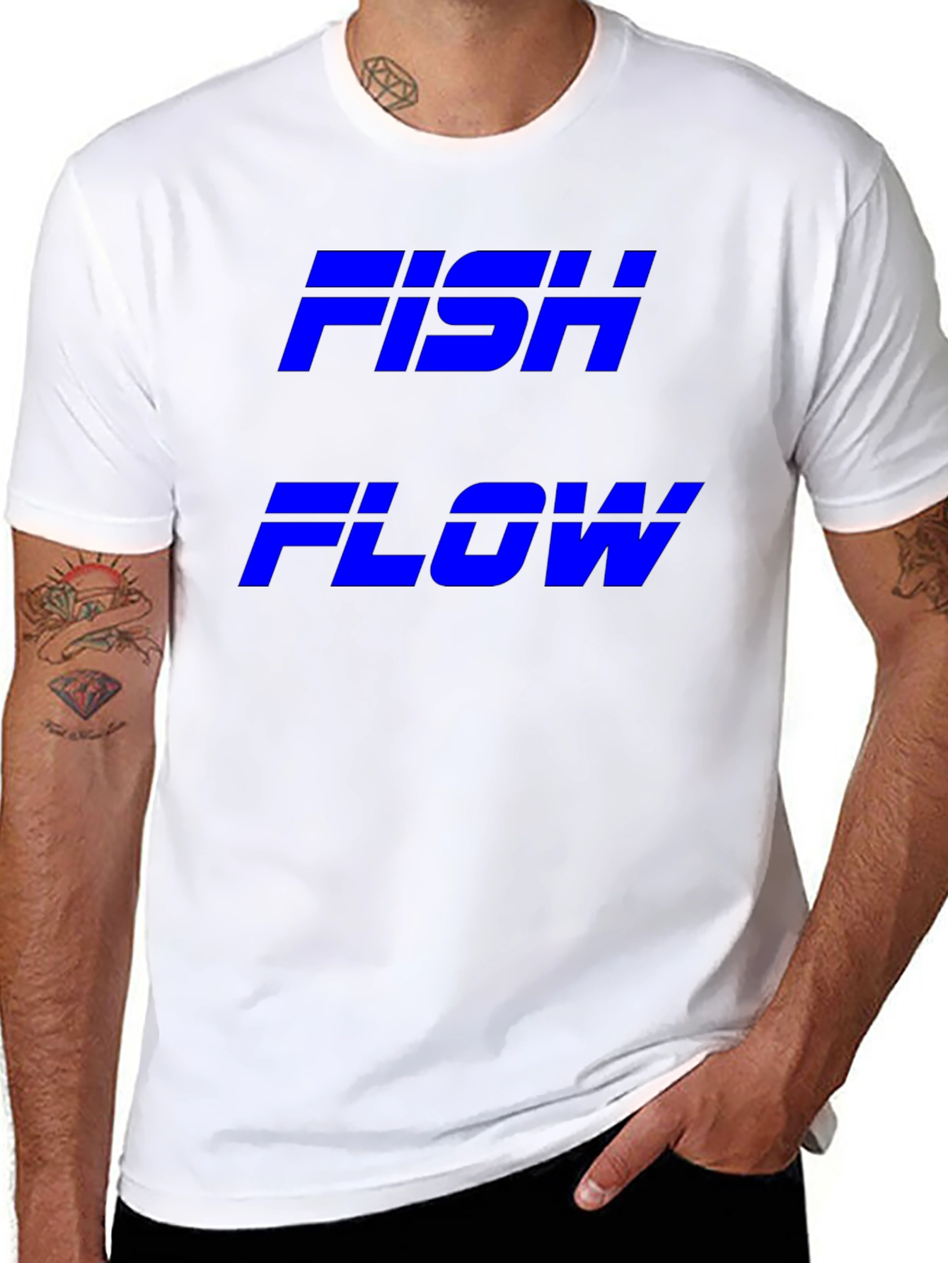 FISH FLOW Black Graphic T-Shirt