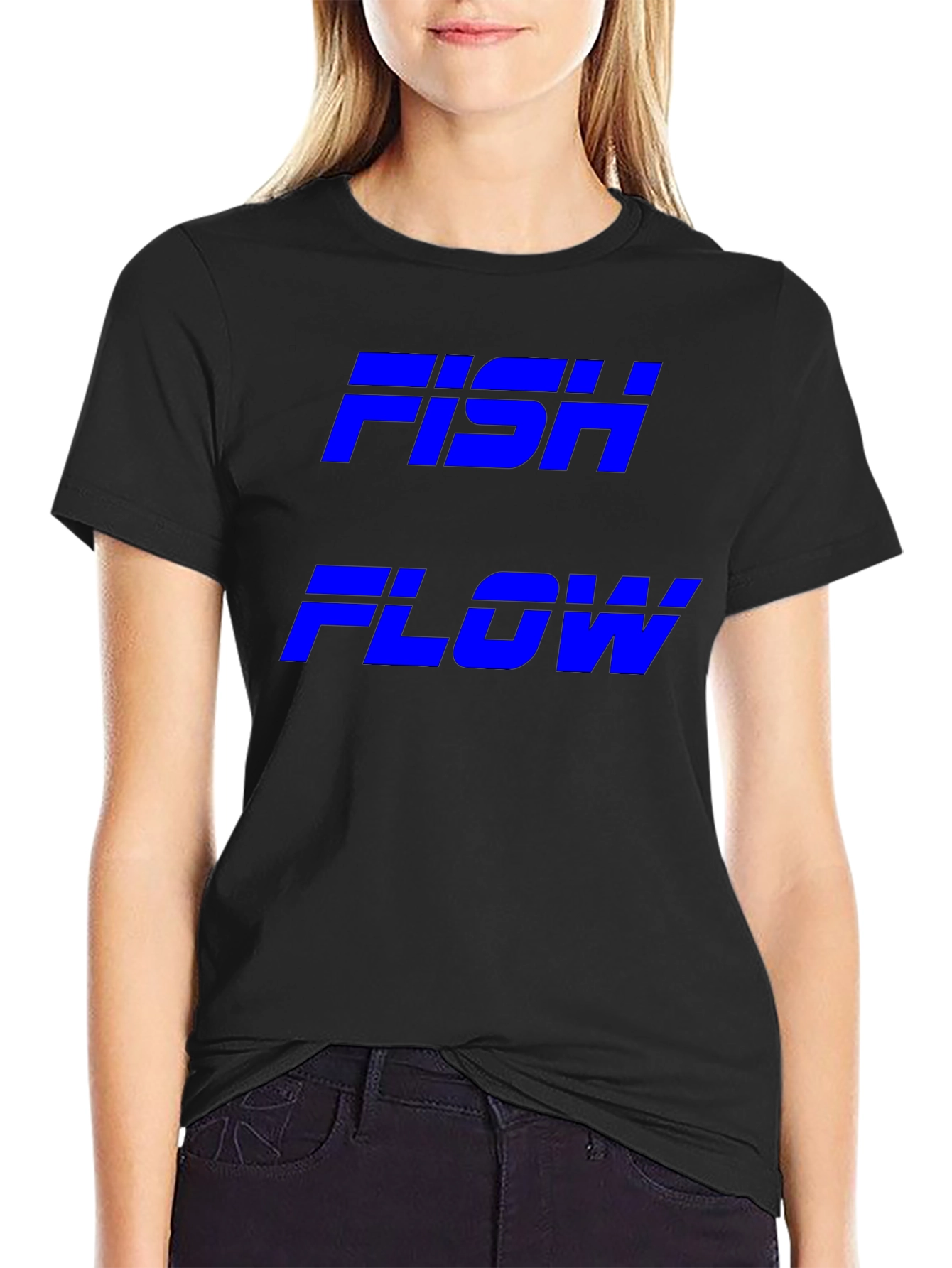 FISH FLOW Black Graphic T-Shirt