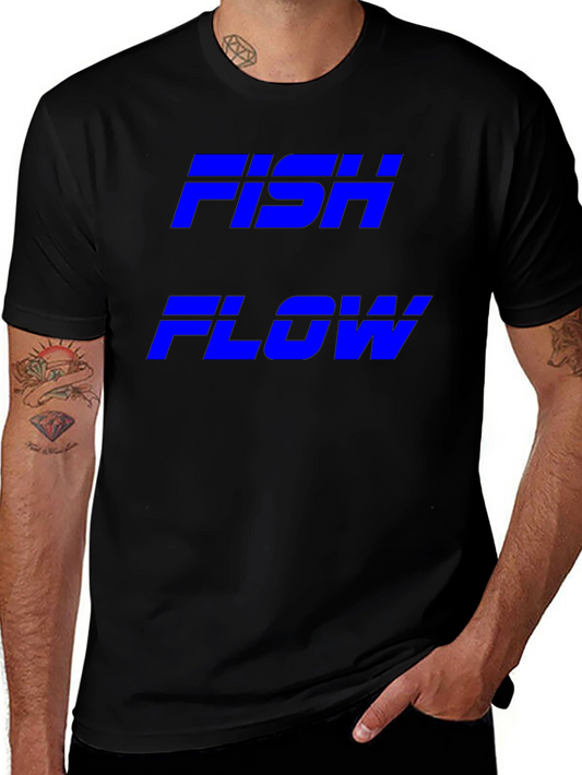 FISH FLOW Black Graphic T-Shirt