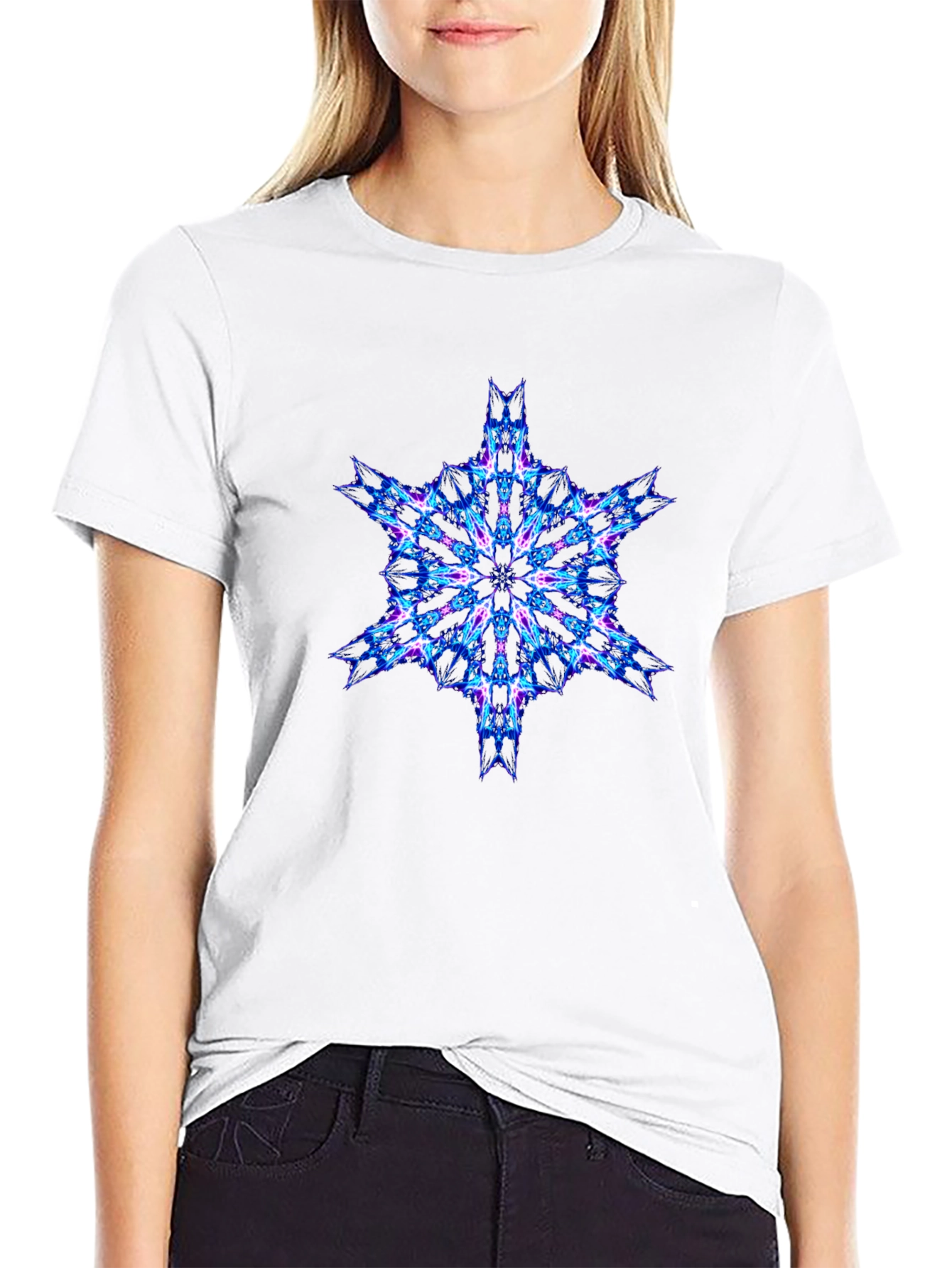 Geometric Fractal Tee - Cyberpunk Style