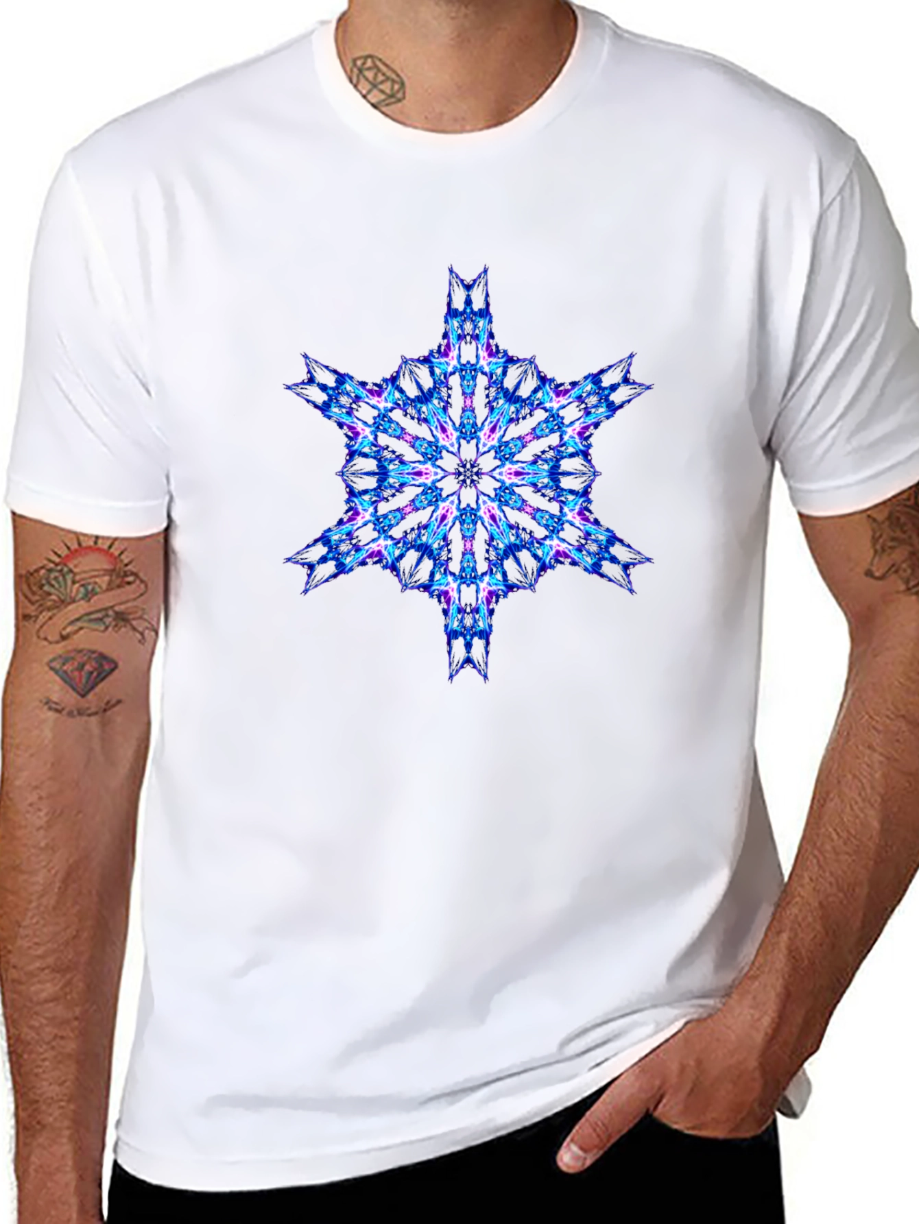 Geometric Fractal Tee - Cyberpunk Style