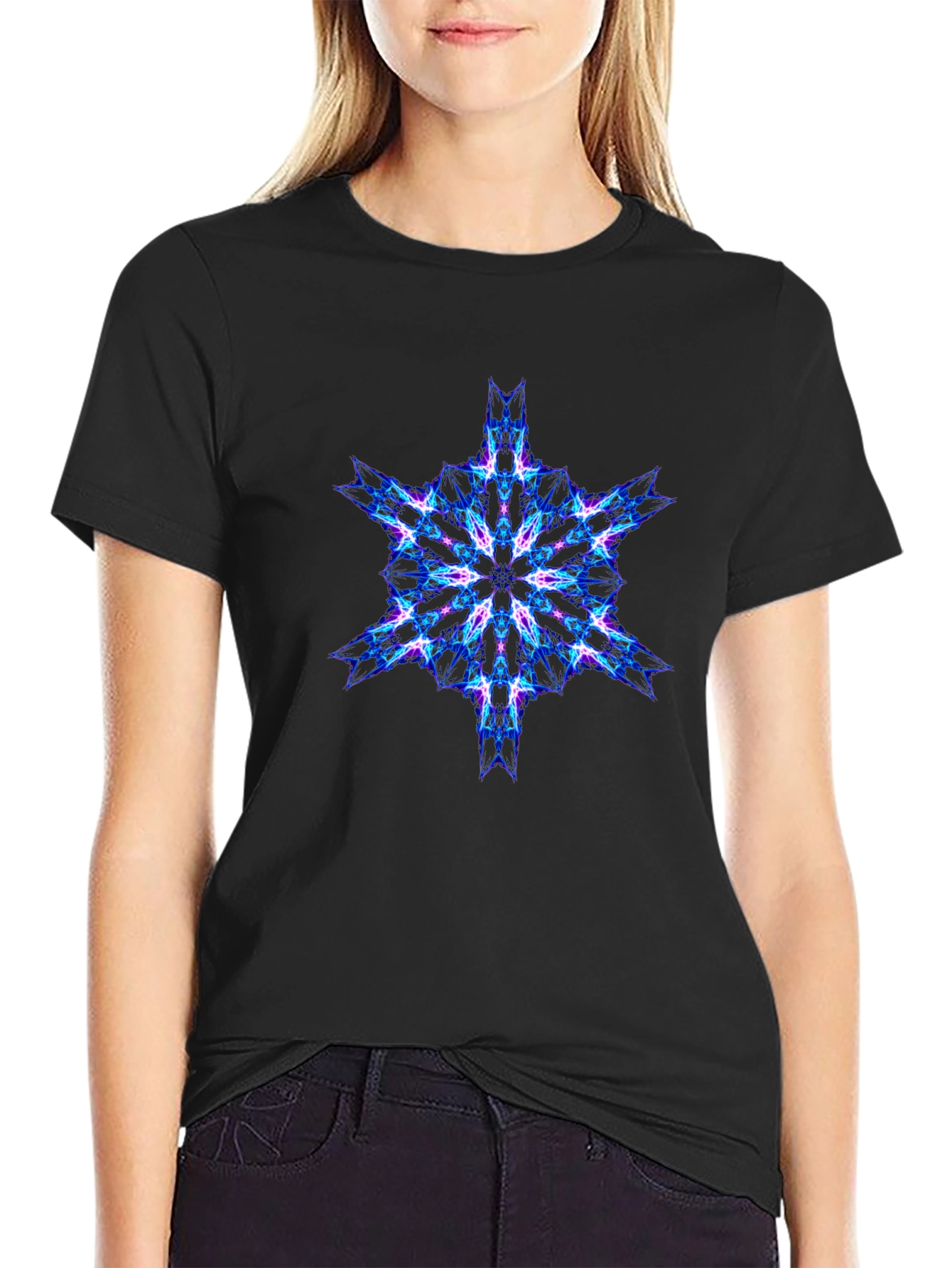 Geometric Fractal Tee - Cyberpunk Style