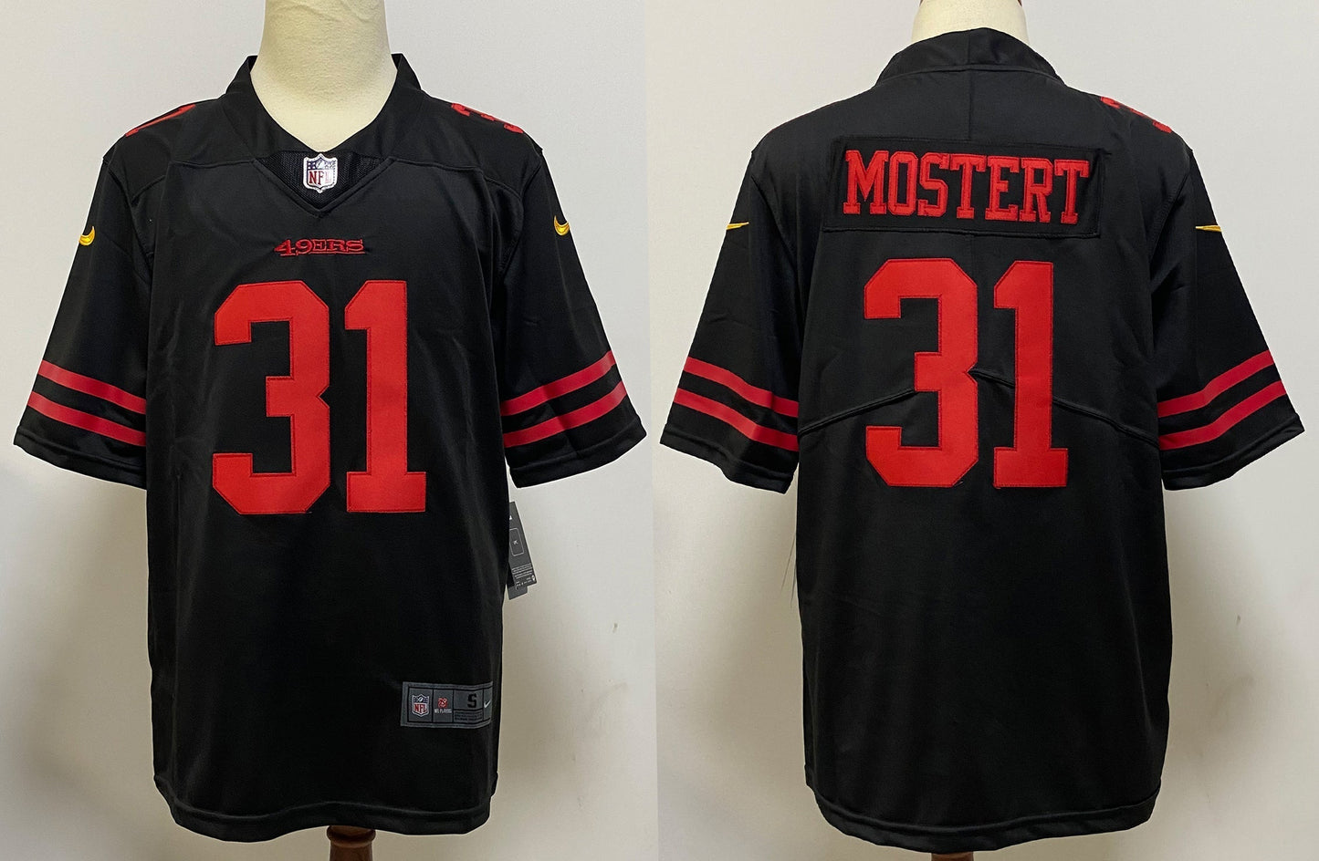 Men's San Francisco 49ers Raheem Mostert #31 Black Game Player Jerseys