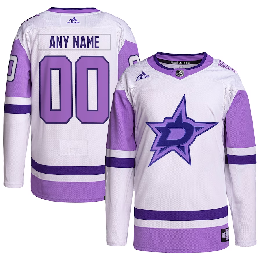 Men's Dallas Stars White/Purple Hockey Fights Cancer Primegreen Authentic Custom Jerseys