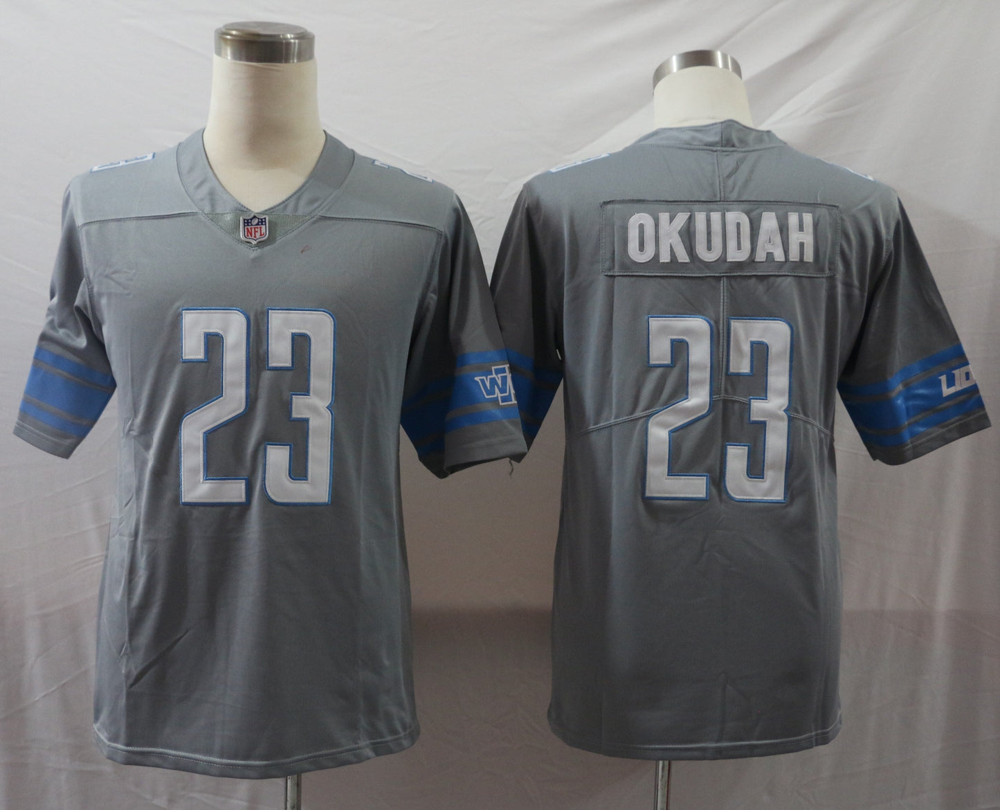 Men's Detroit Lions Jeff Okudah #23 Gray Game Jerseys