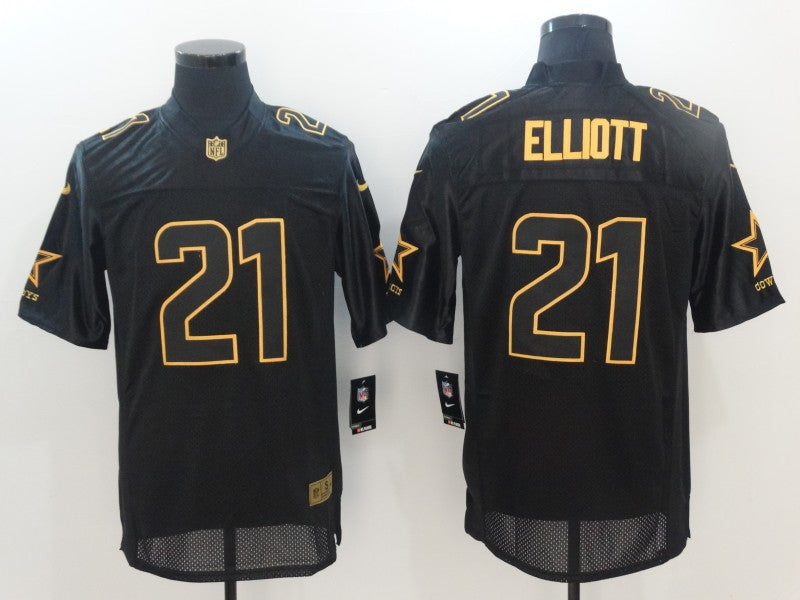Men's Dallas Cowboys #21 Ezekiel Elliott Black Game Team Jerseys