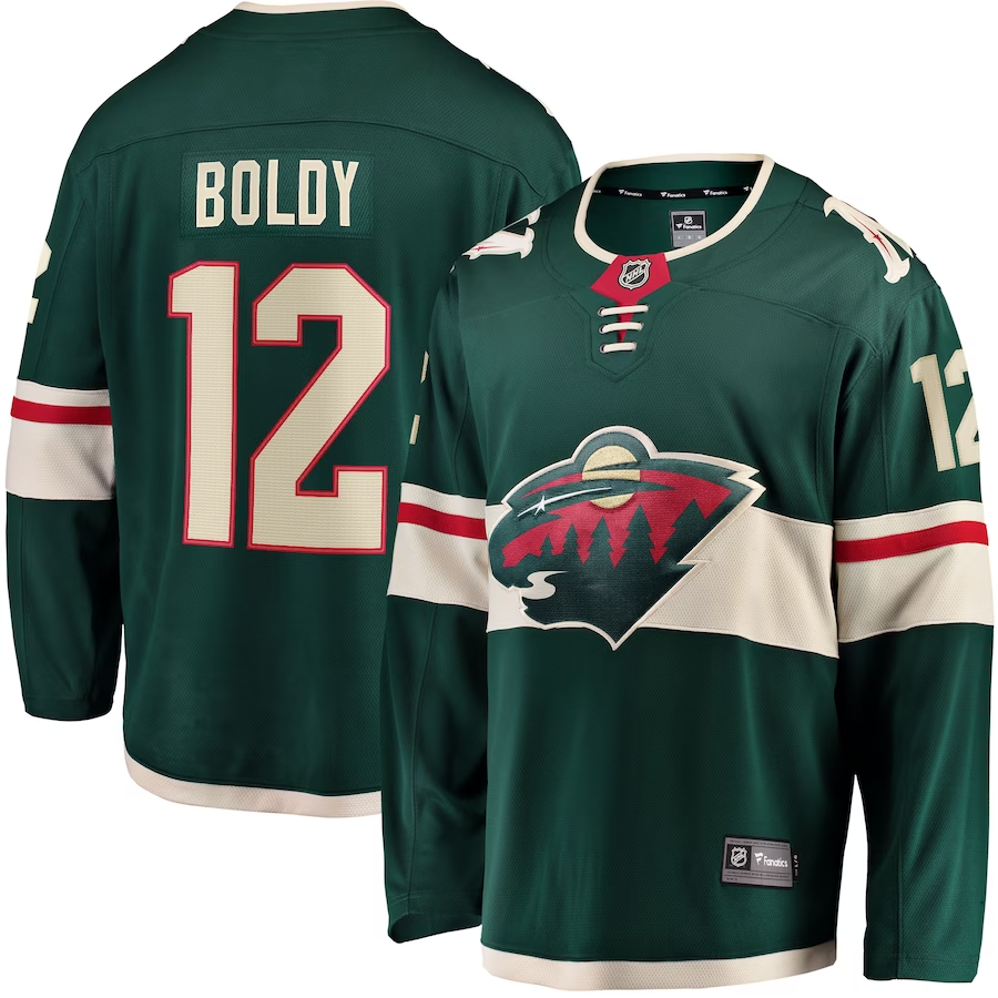 Men's Minnesota Wild Matthew Boldy #12 Green Home Breakaway Player Jerseys