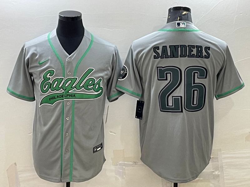 Men's Philadelphia Eagles Miles Sanders #26 Gray Game Jerseys Joint Edition