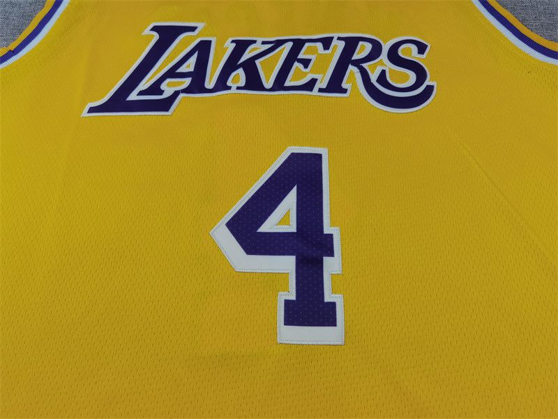 Men's Los Angeles Lakers Dalton Knecht #4 Gold Swingman Jerseys - Icon Edition