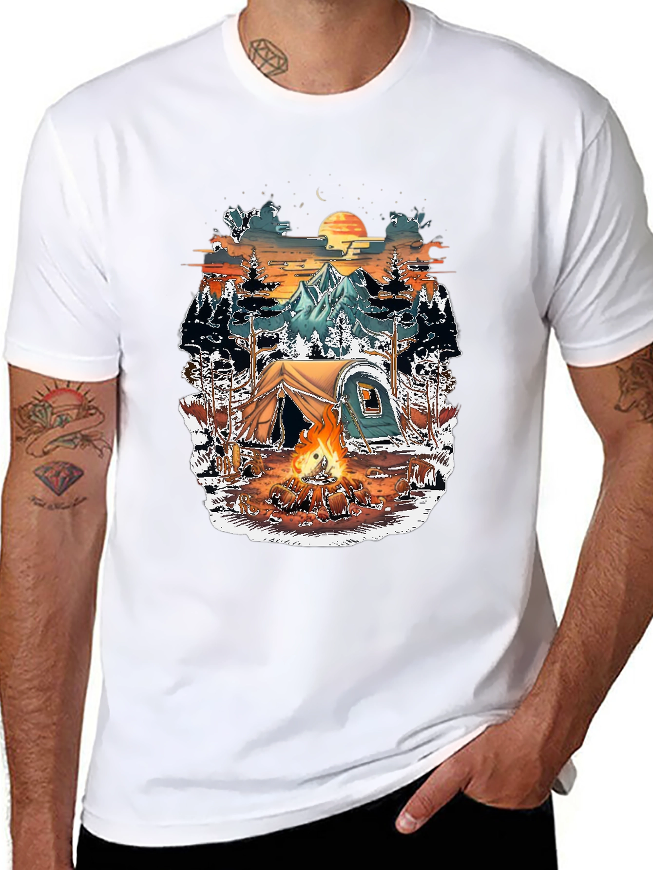 Camping Adventure Graphic Tee - Black